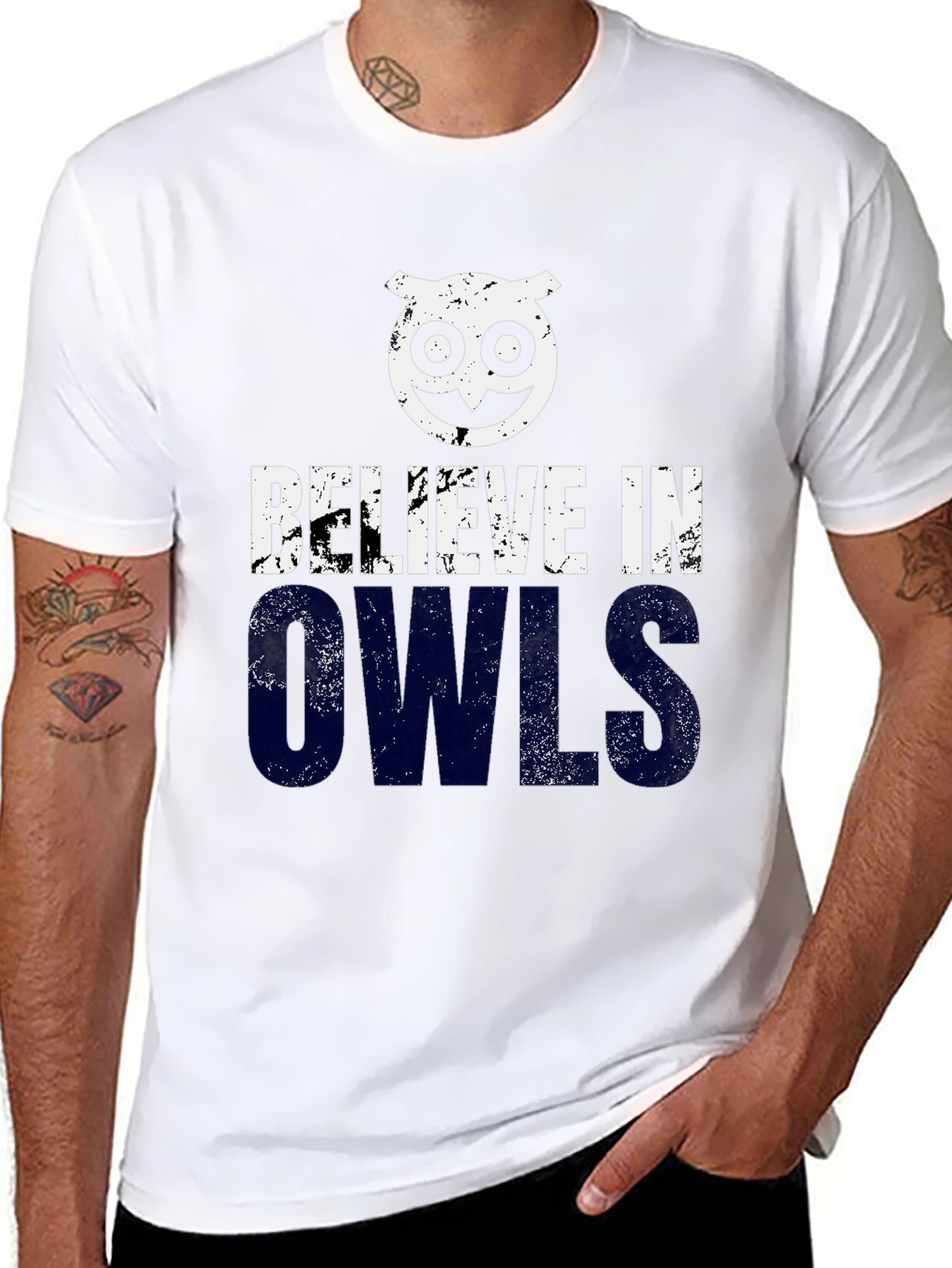 Black Believe in Owls Graphic Print T-Shirt view 8