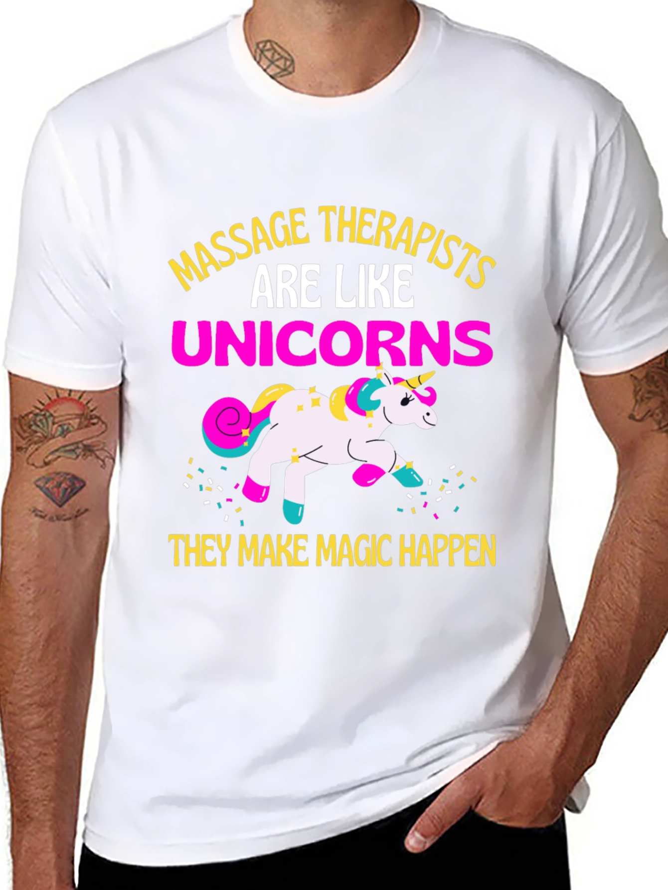 Black Massage Therapists Unicorns Funny Graphic T-Shirt view 8