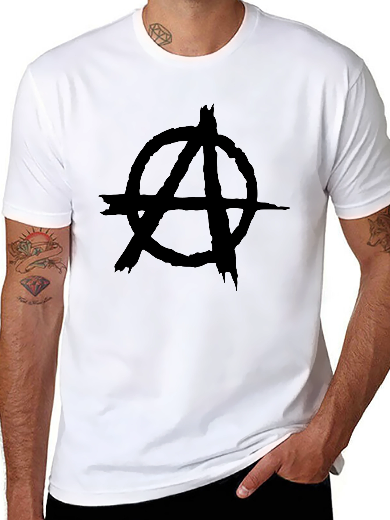 Black Anarchy Symbol Black Graphic Tee - Mens view 8
