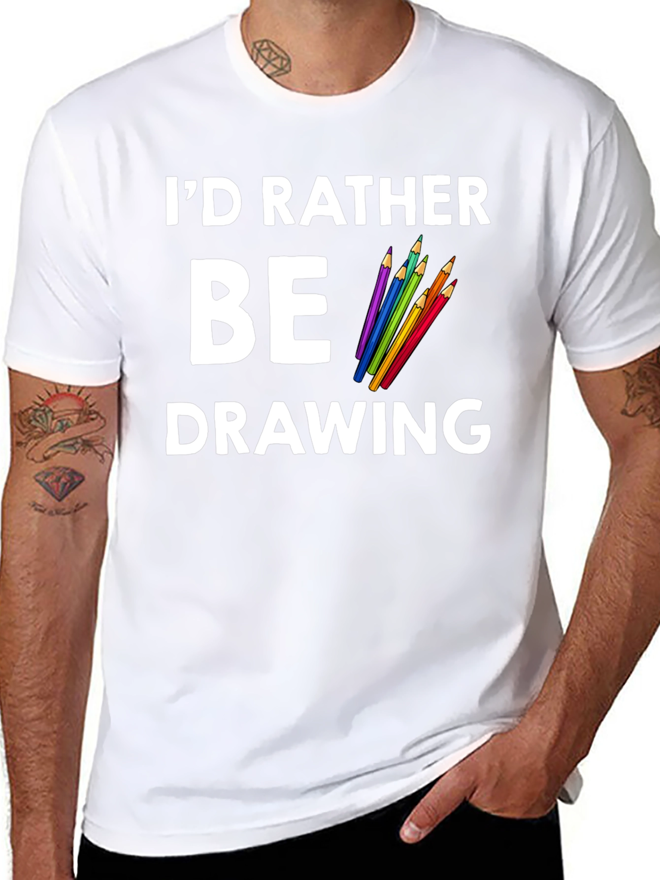 Black I'd Rather Be Drawing Graphic Tee view 8