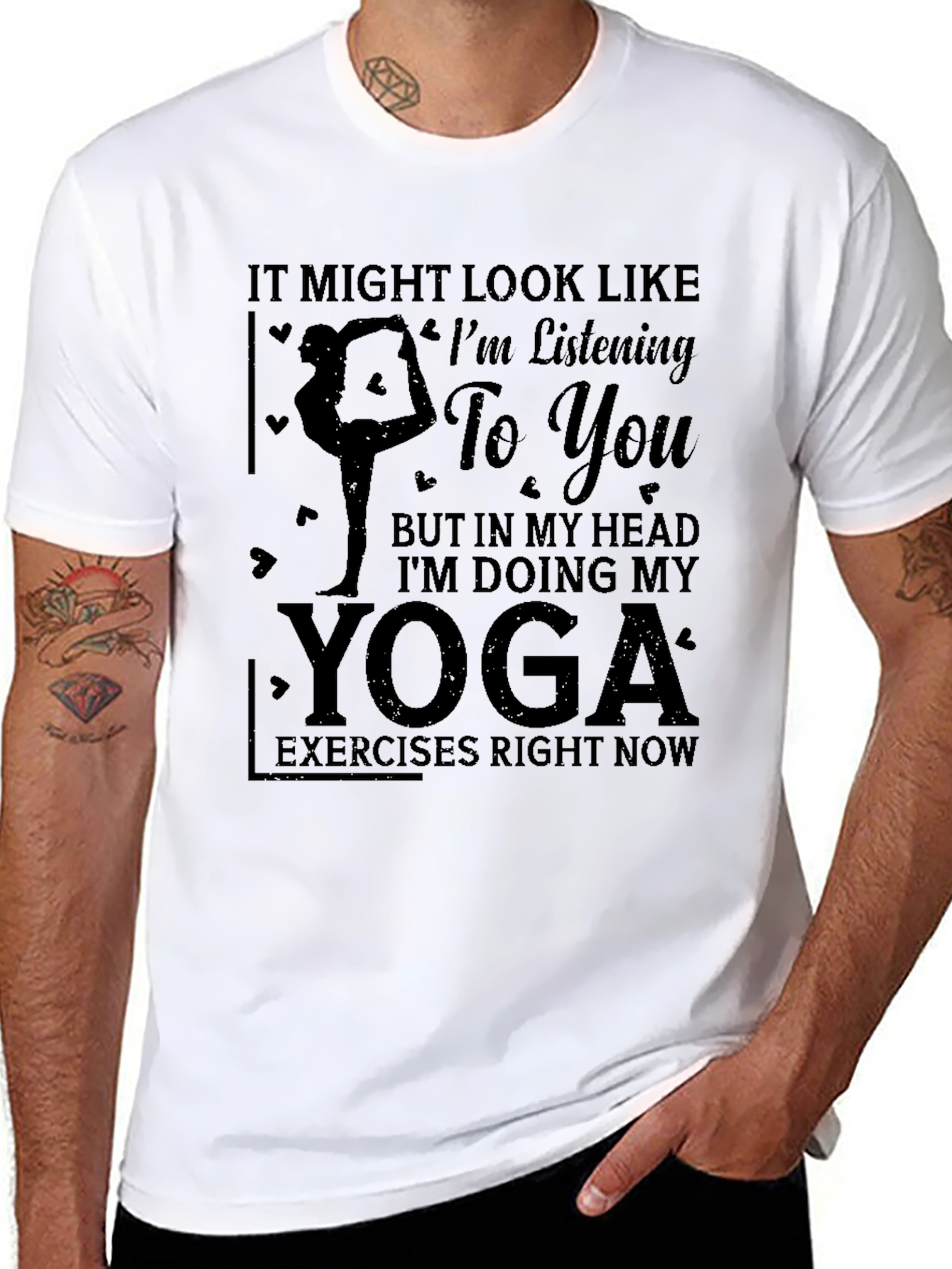 Black Yoga Lover T-Shirt: I'm Doing Yoga In My Head Tee view 8