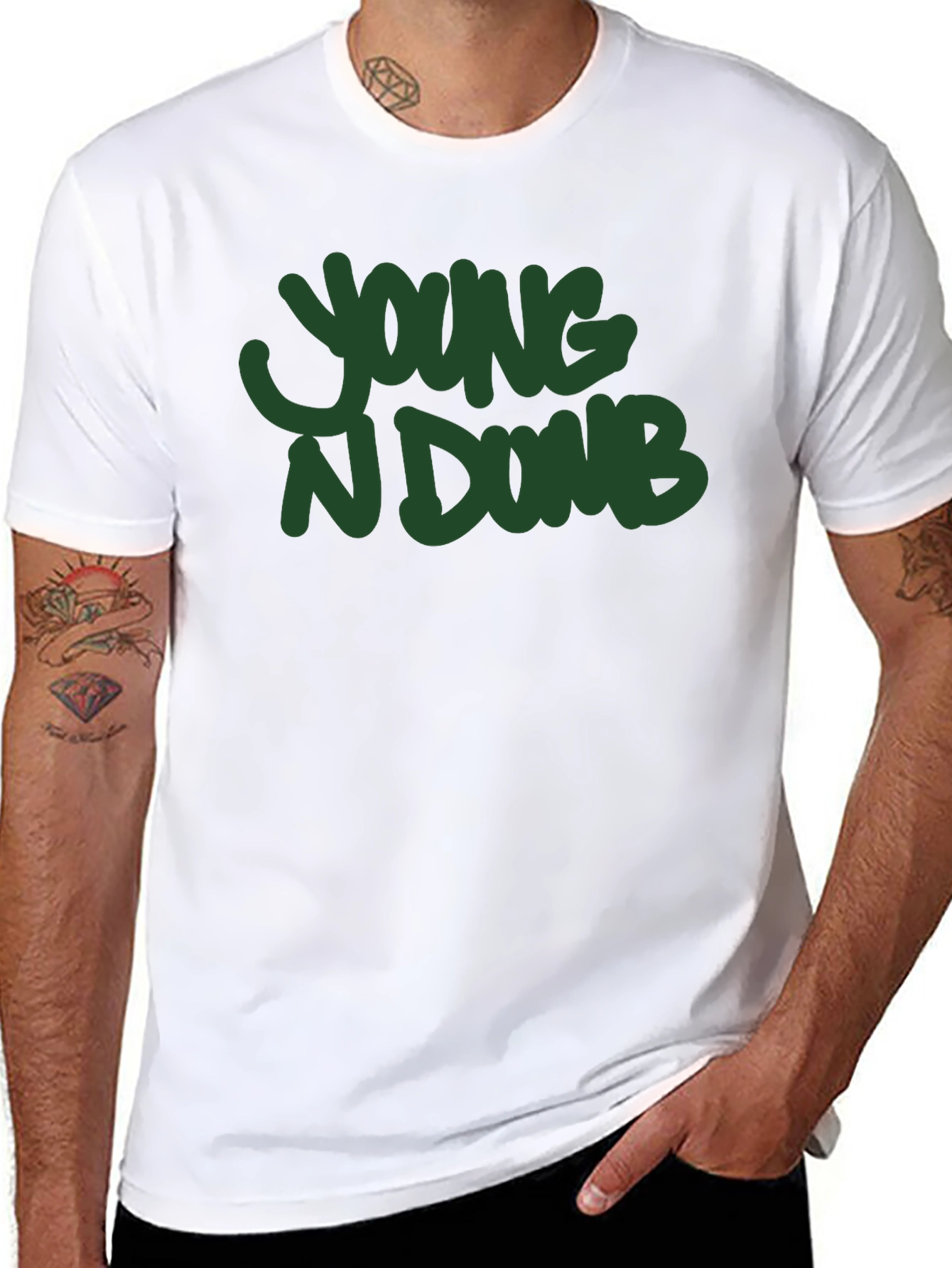 Black Young N Dumb Crew Neck T-Shirt view 8