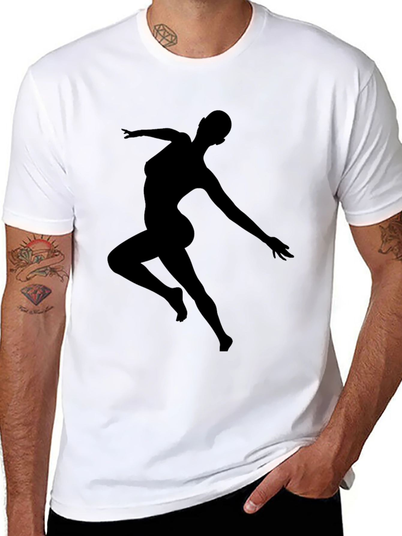 Black Silhouette Dancer Graphic Tee - Black Casual T-Shirt view 8