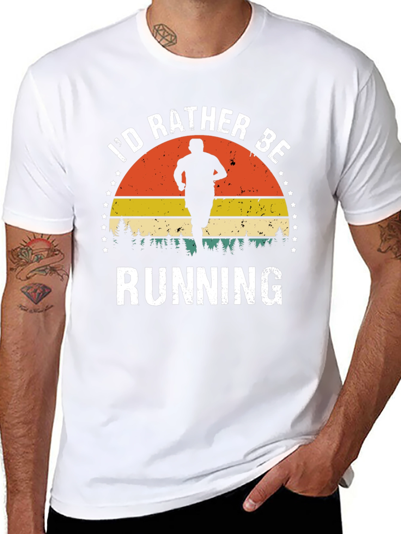 Black Retro "I'd Rather Be Running" Graphic Tee view 8