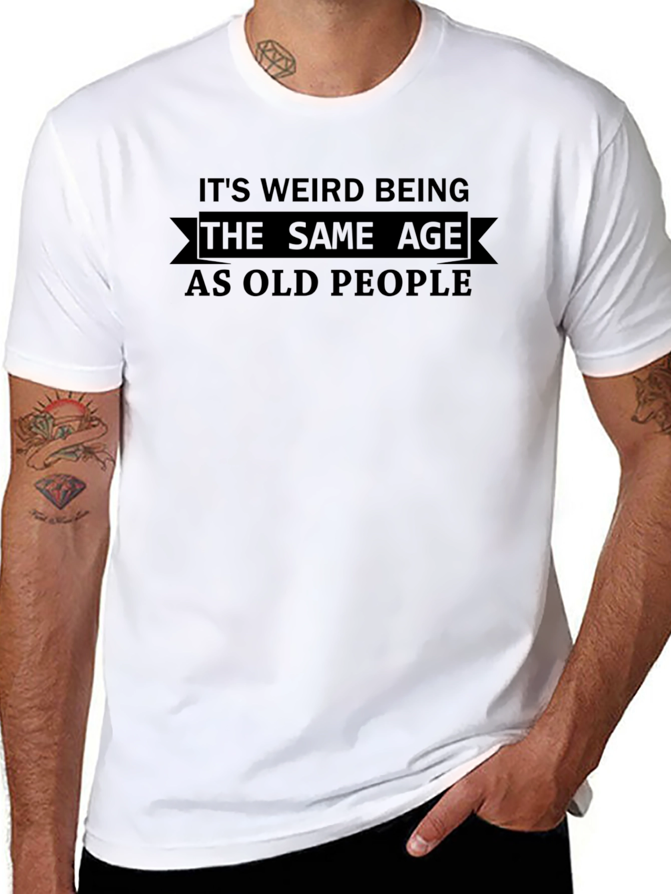Black Funny 'Same Age as Old People' Black T-Shirt view 8