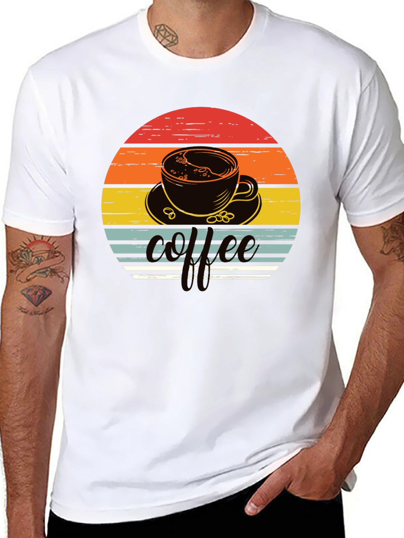Black Coffee Sunset Graphic Tee - Retro Style Shirt view 8