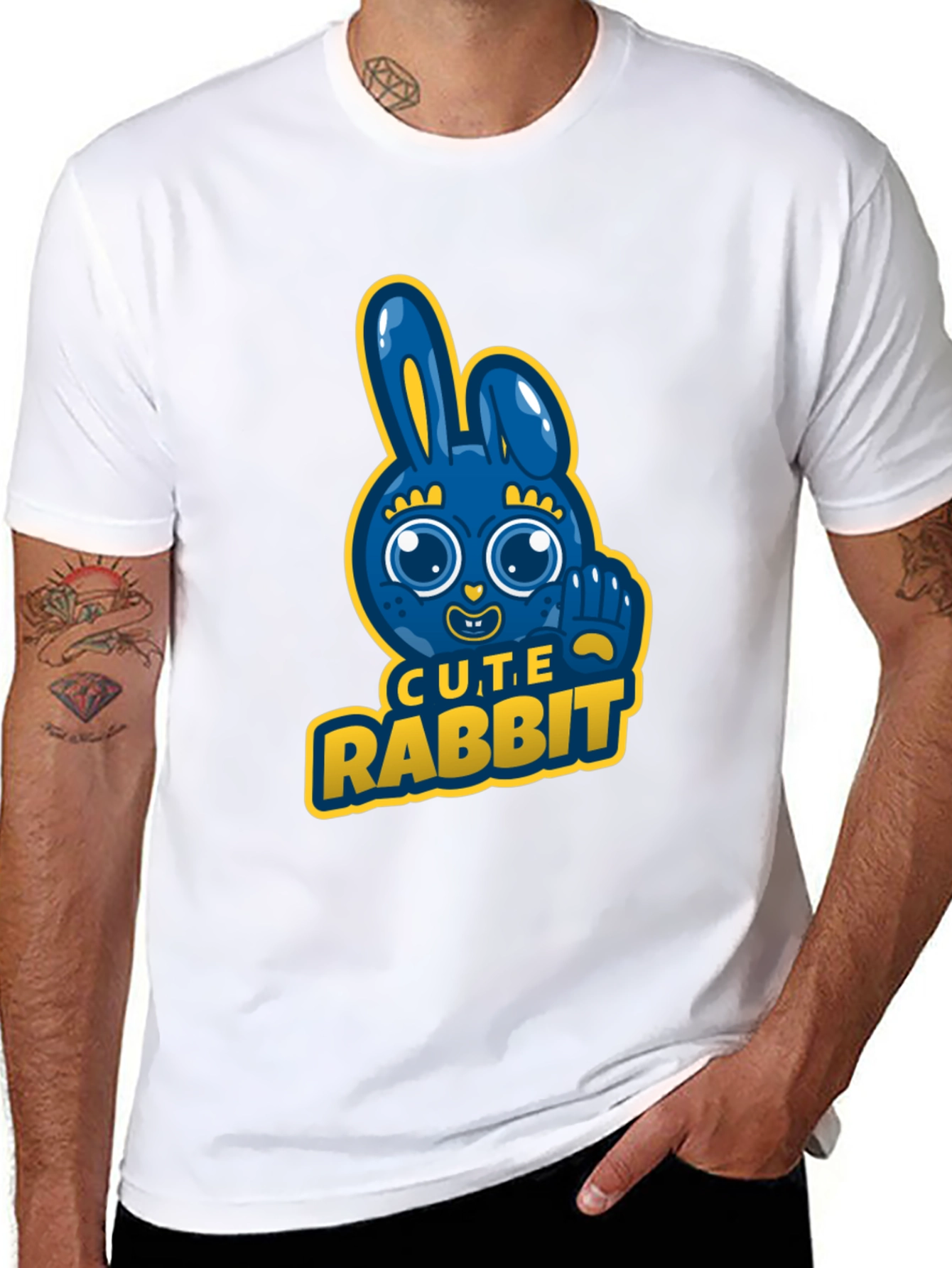Black Cute Rabbit Graphic Tee - Fun & Stylish view 8