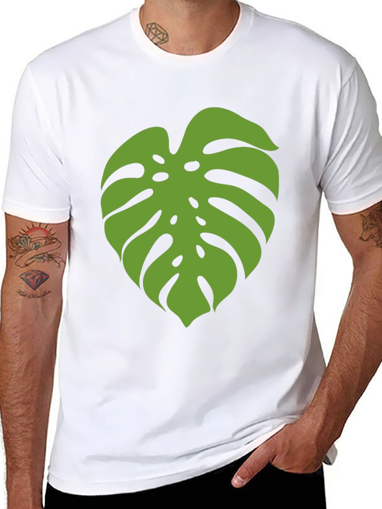 Monstera Leaf Graphic Tee - Black - 8