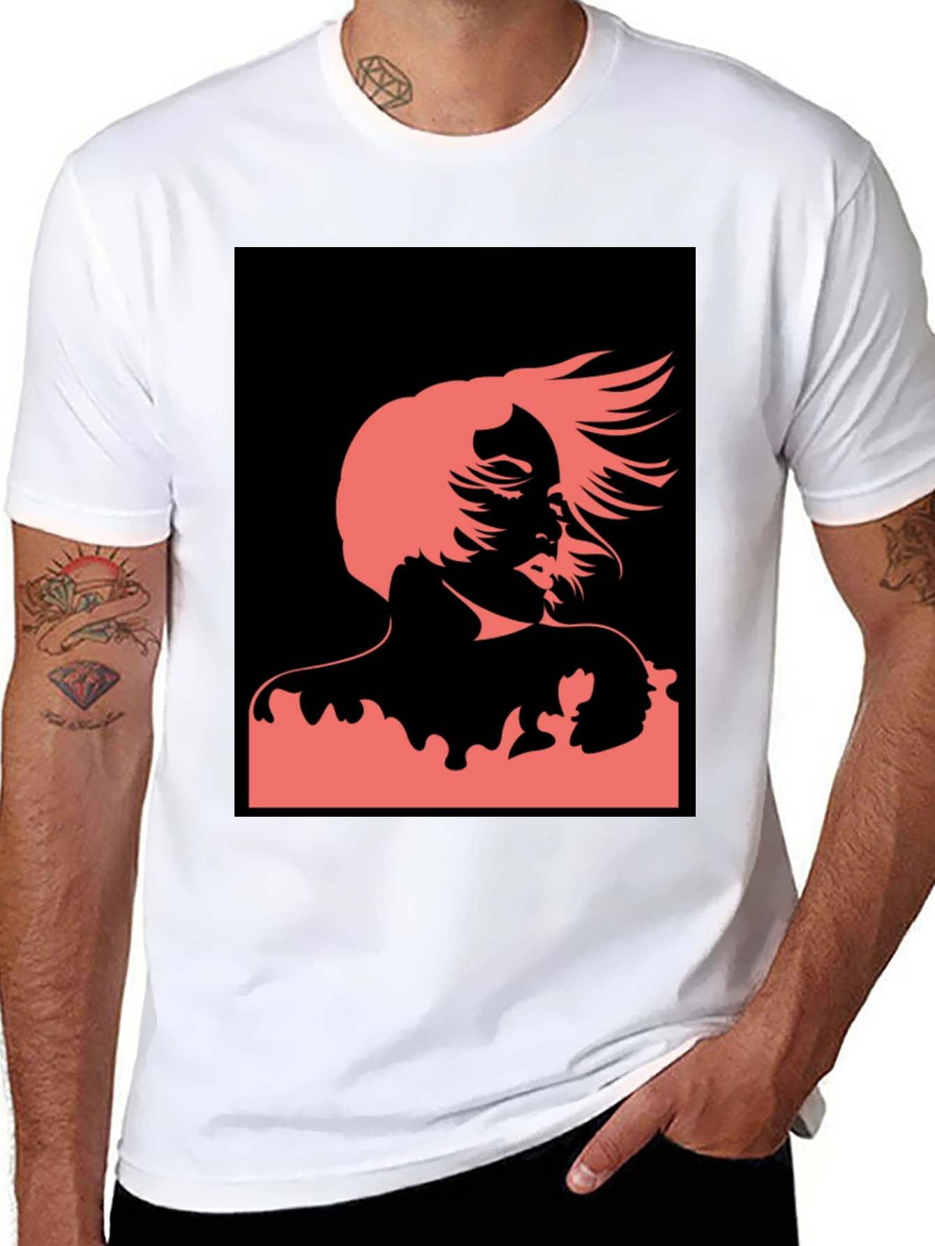 Black Abstract Woman Graphic Black T-Shirt view 8