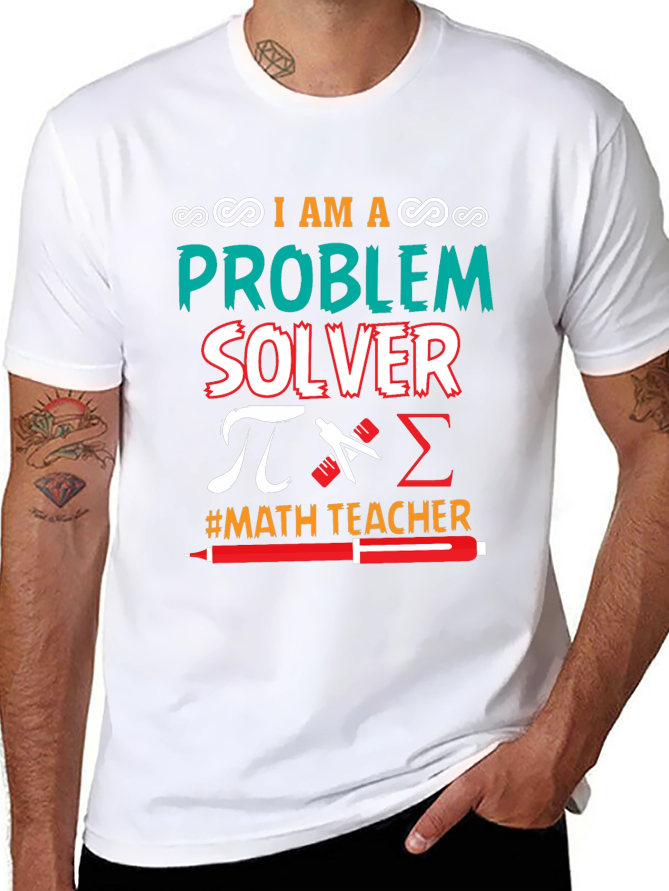 Black I Am a Problem Solver Math Teacher T-Shirt view 8