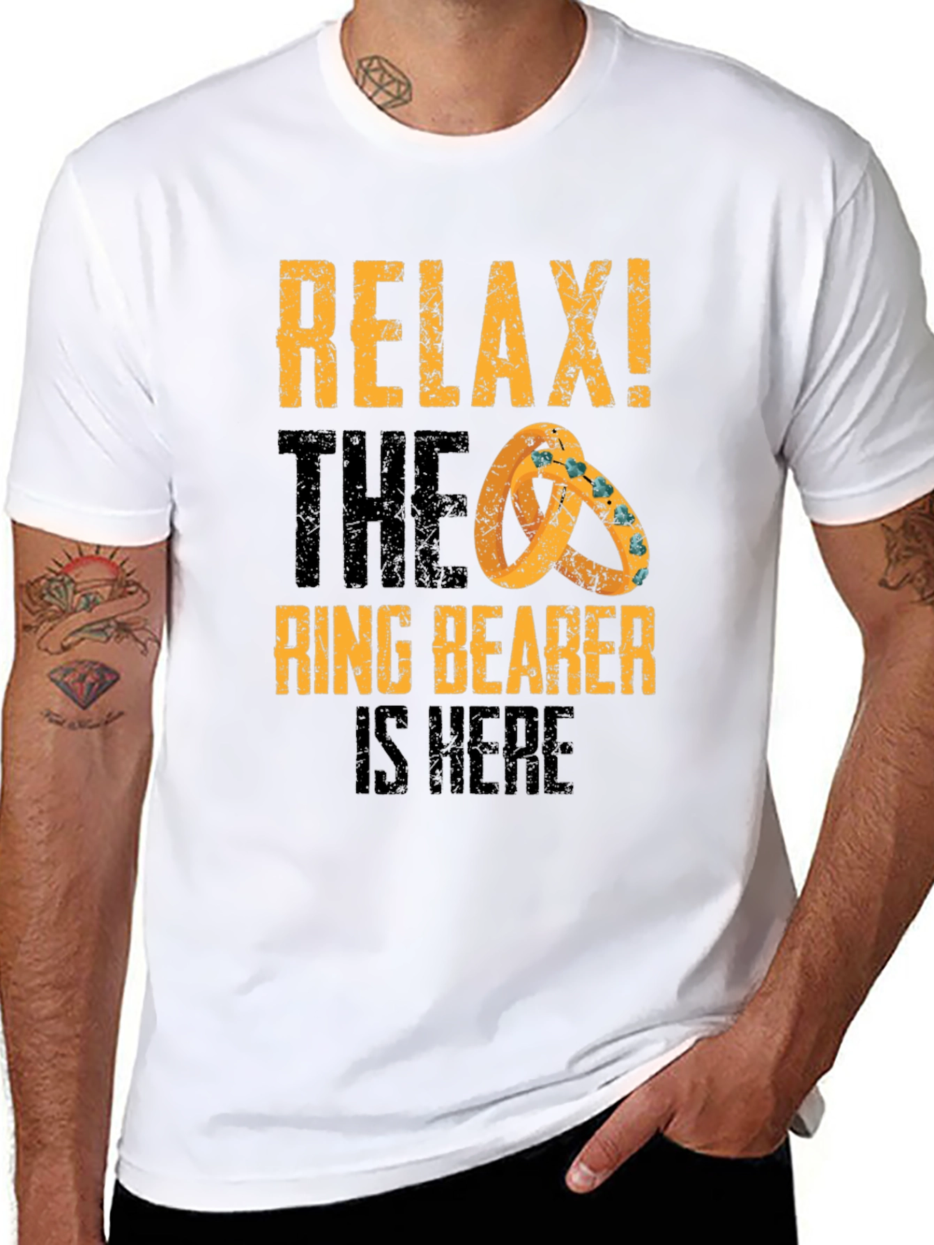 Black Relax! The Ring Bearer Is Here Graphic T-Shirt view 8