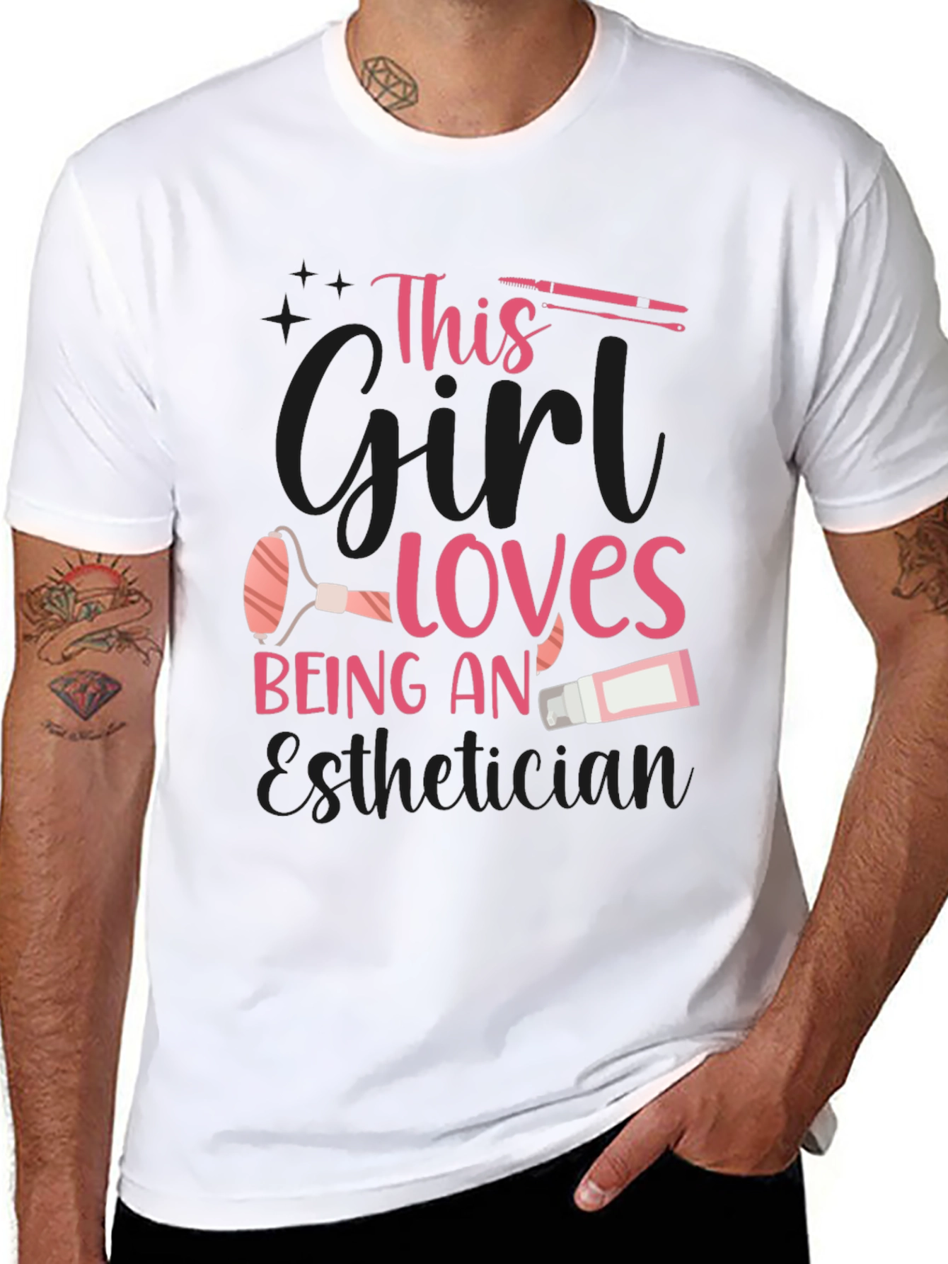 Black Esthetician T-Shirt: "This Girl Loves Being An Esthetician" view 8