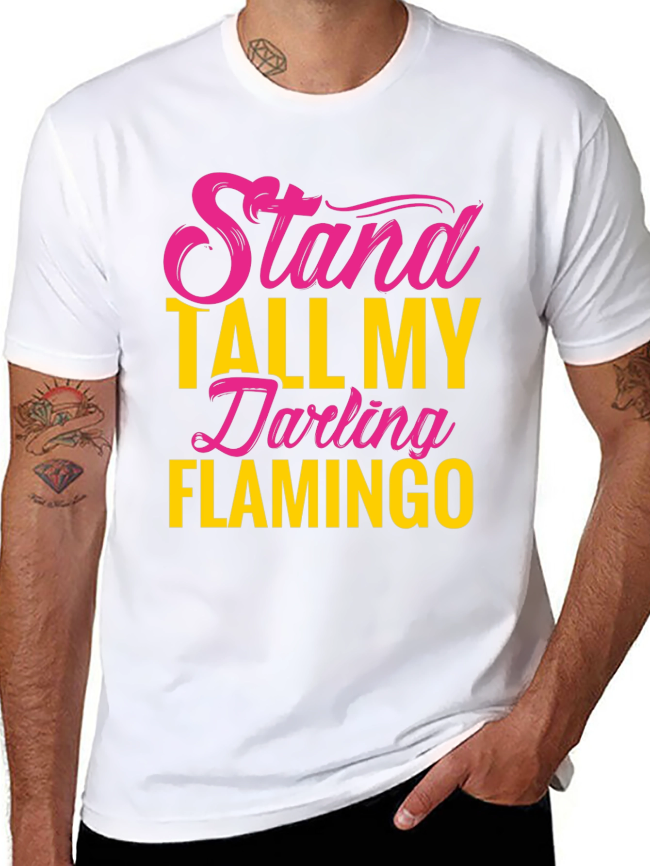 Black Stand Tall Darling Flamingo Graphic Tee view 8