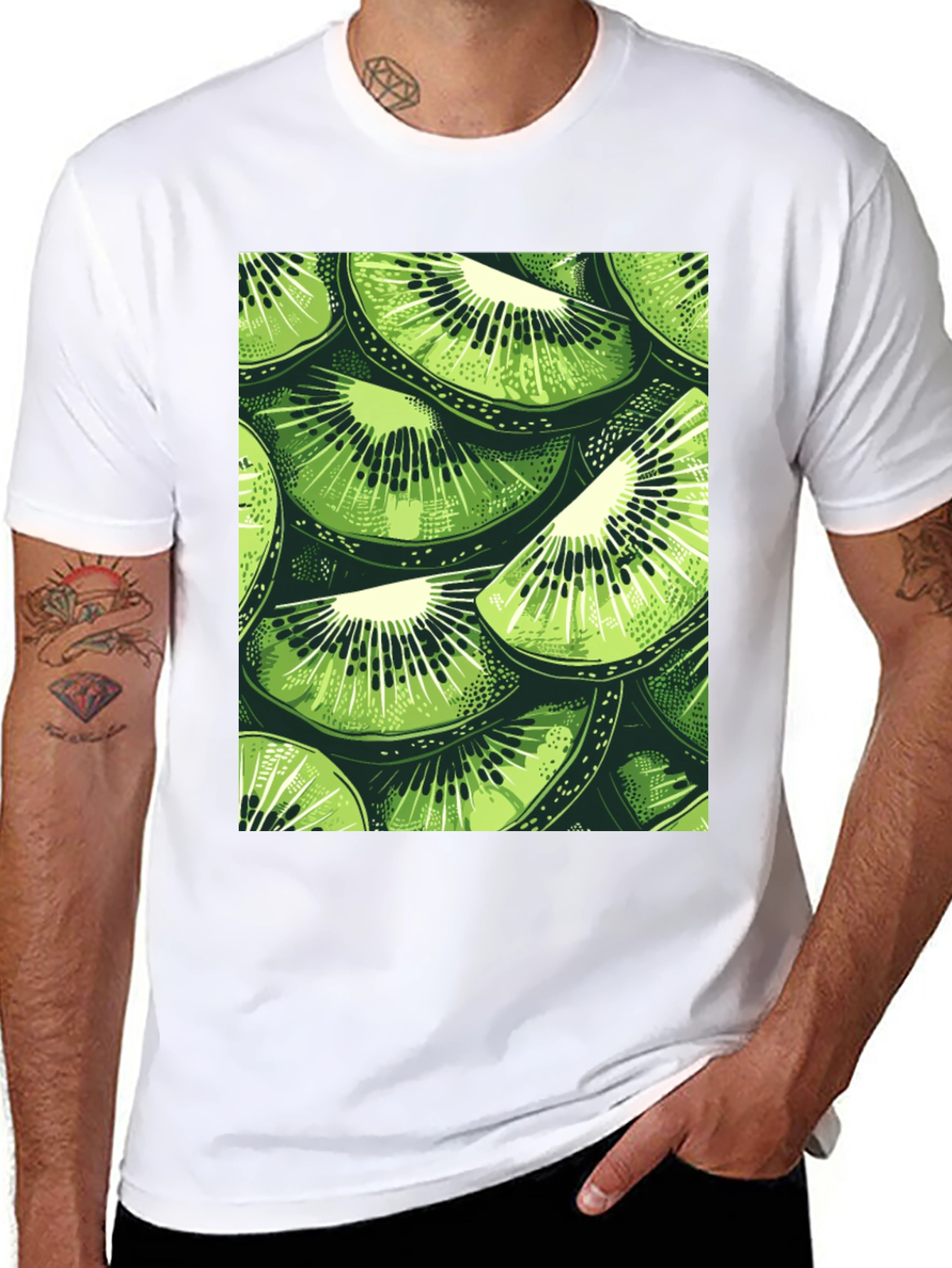 Black Kiwi Slice Print Tee - Fresh Summer Style! view 8