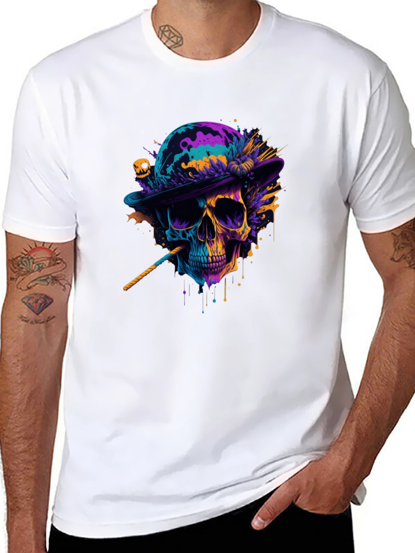 Black Skull Graphic T-Shirt - Vibrant Art Tee view 8