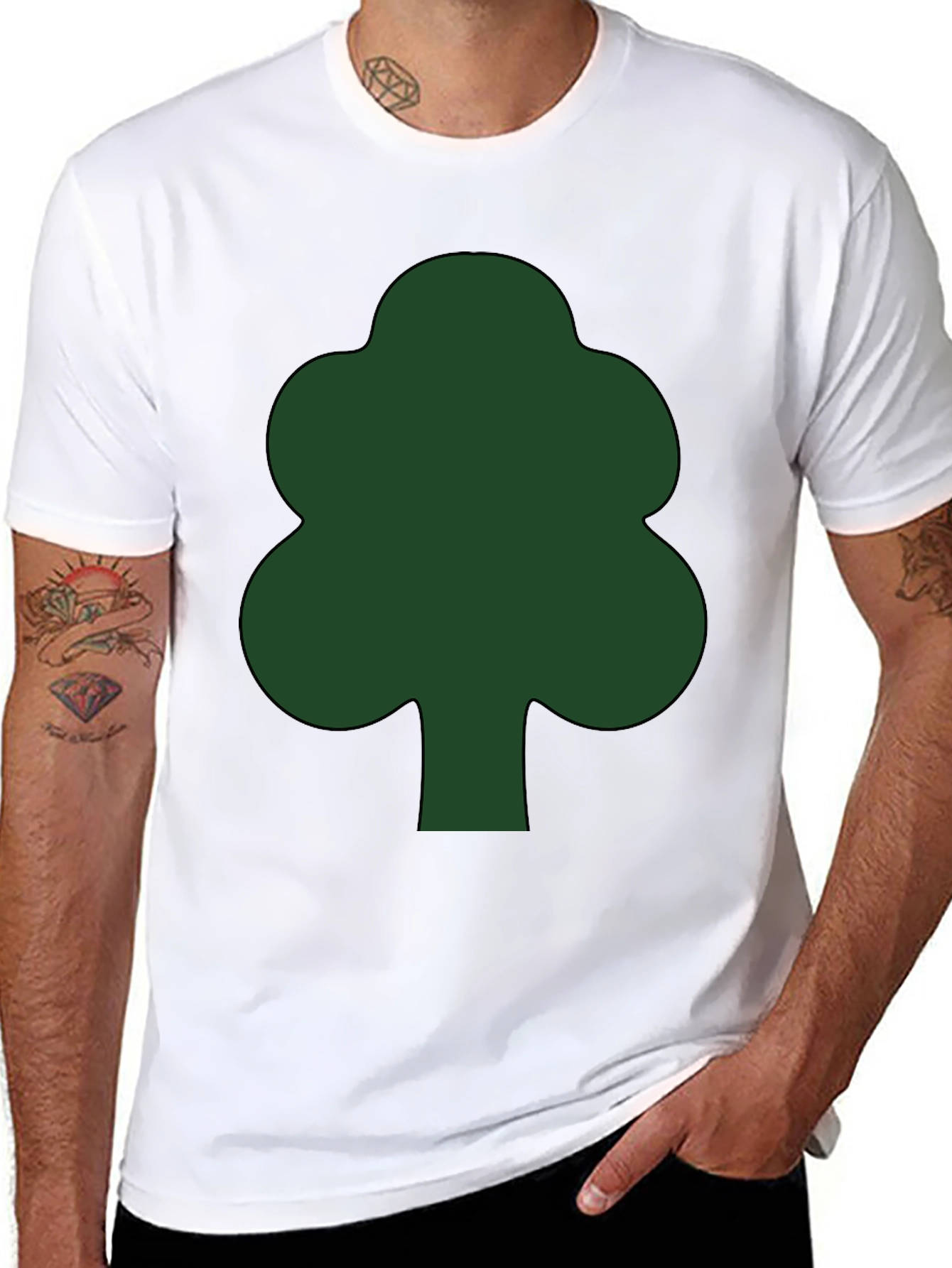 Black Green Tree Graphic Black T-Shirt view 8