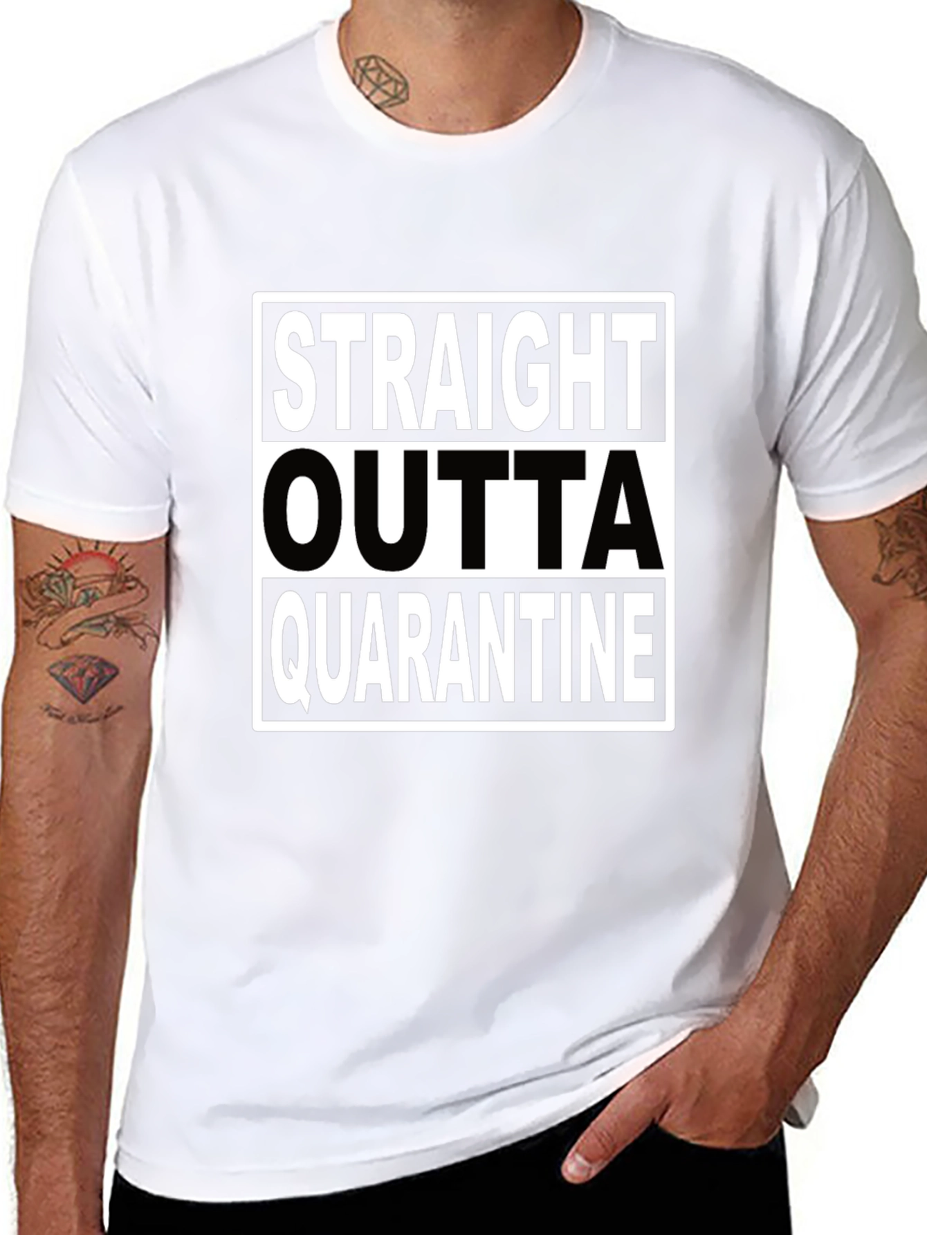 Black Straight Outta Quarantine Black T-Shirt view 8