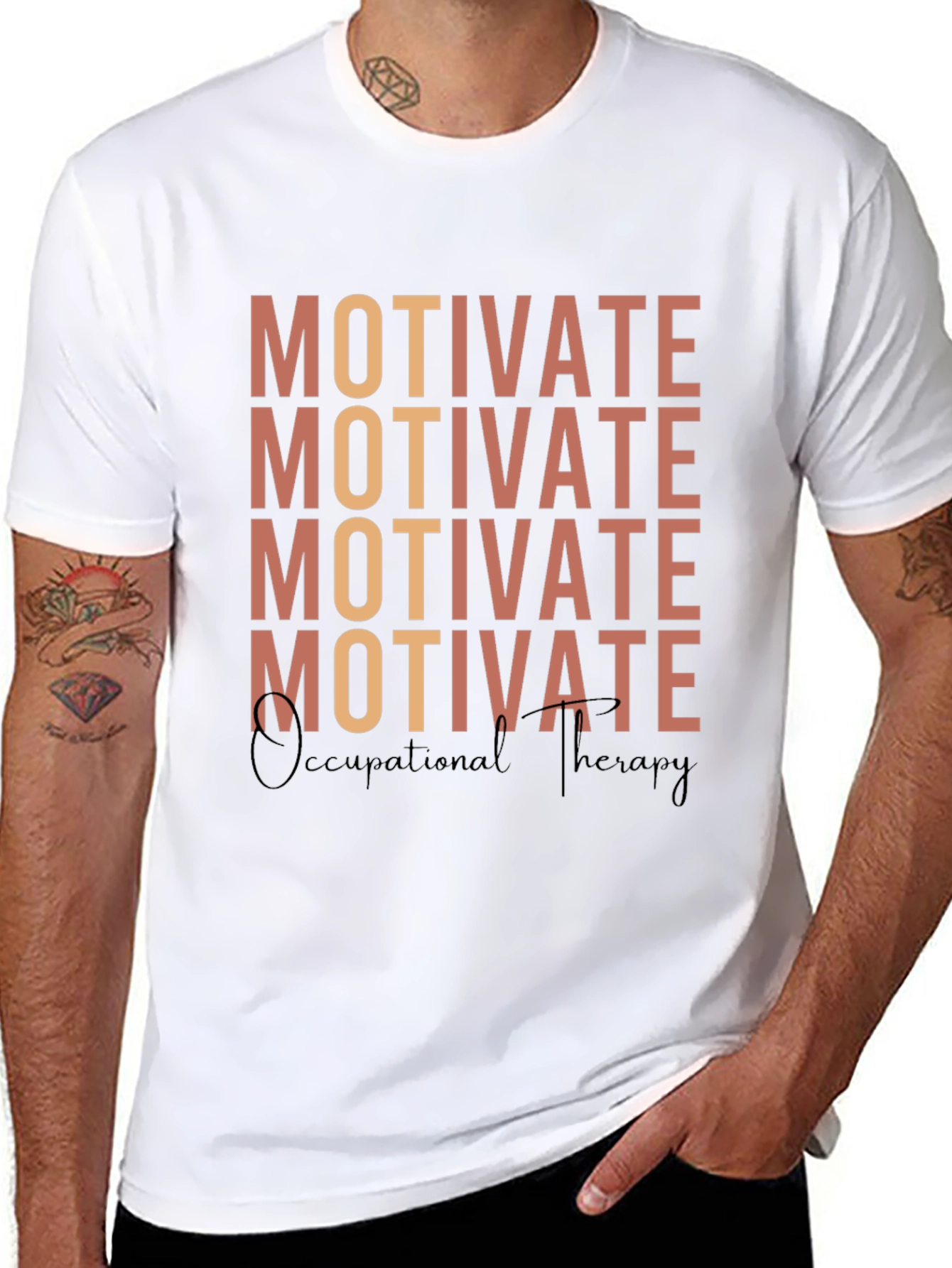Black Motivate Occupational Therapy Graphic Tee view 8