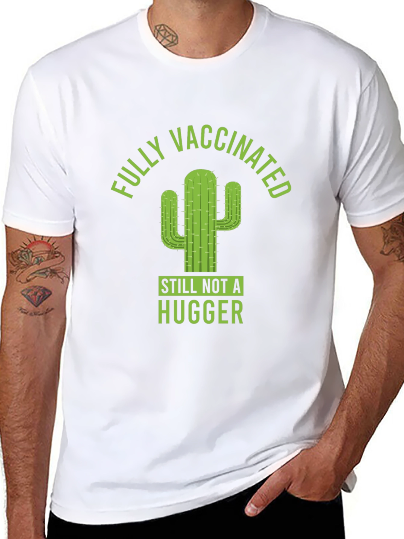 Black Fully Vaccinated Cactus Graphic T-Shirt view 8