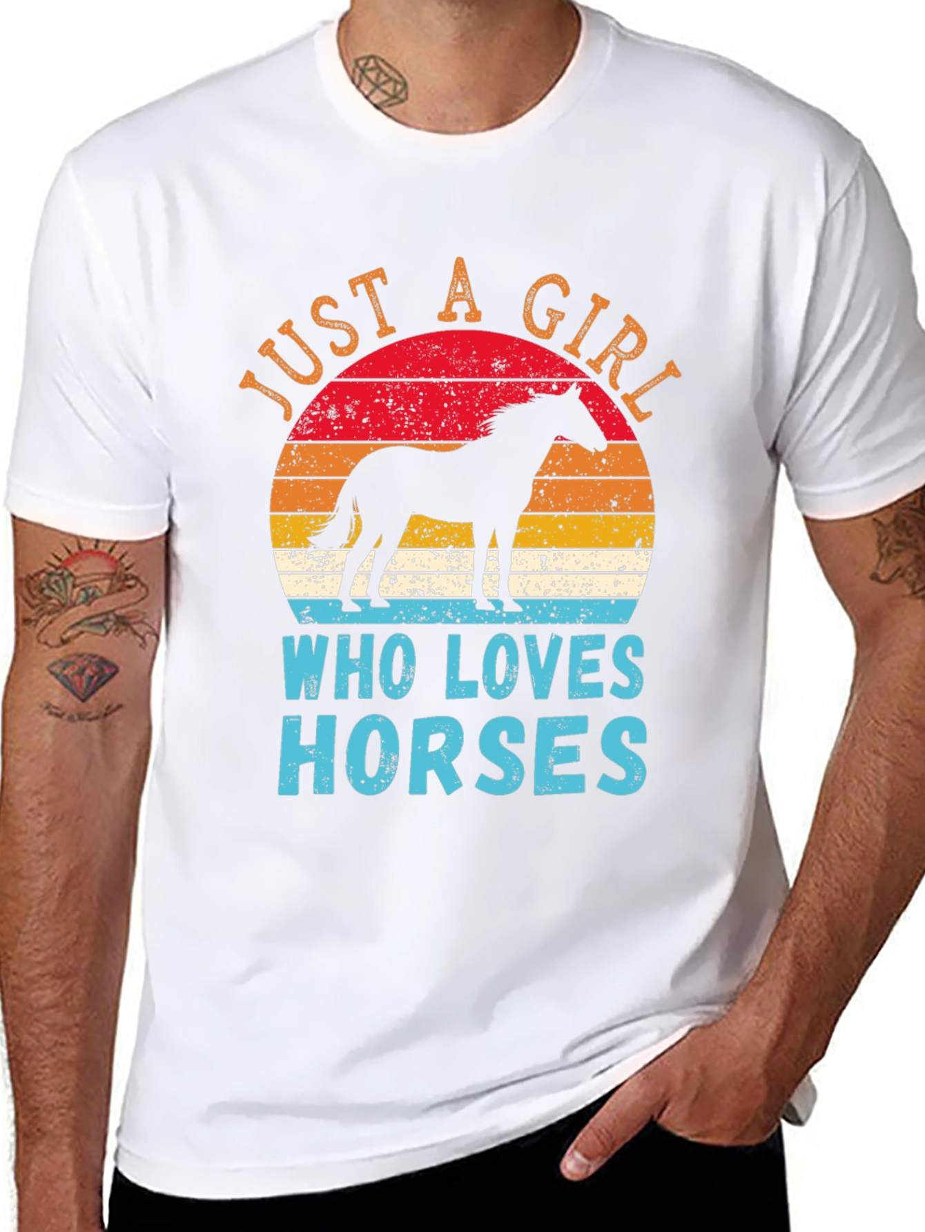 Black Just A Girl Who Loves Horses Black T-Shirt view 8