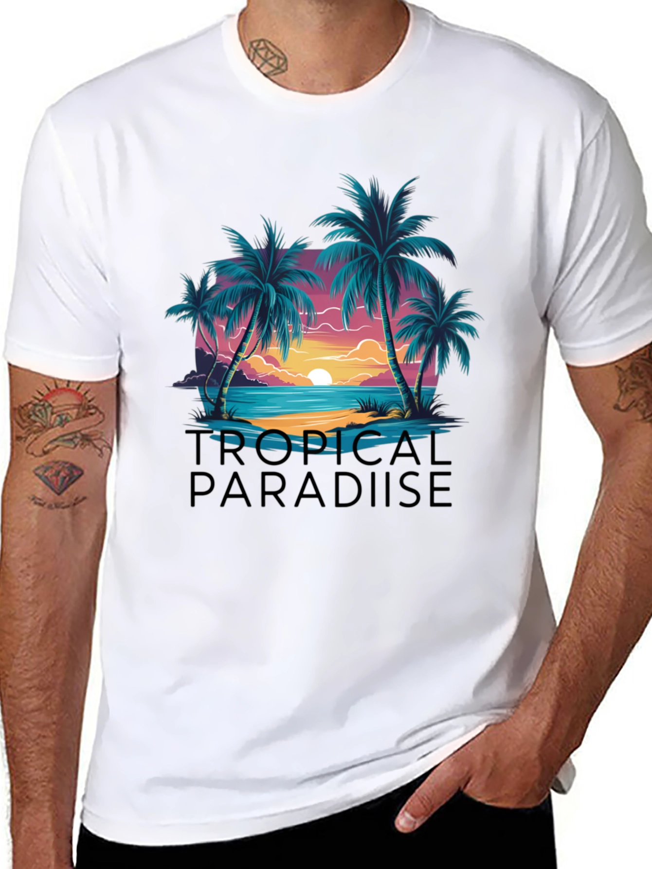 Black Tropical Paradise Graphic Tee - Island Getaway view 8