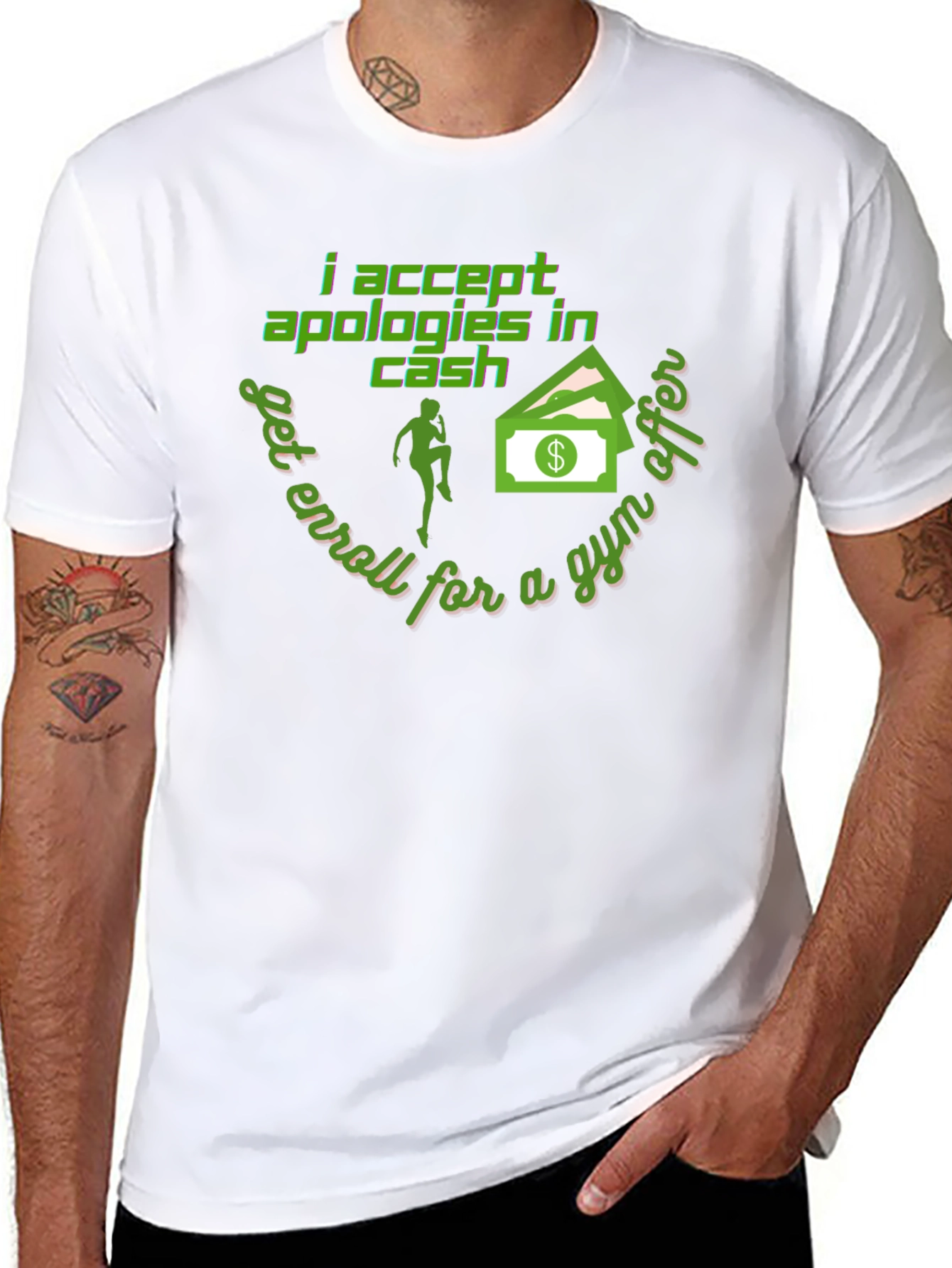 Black I Accept Apologies In Cash - Funny Gym T-Shirt view 8