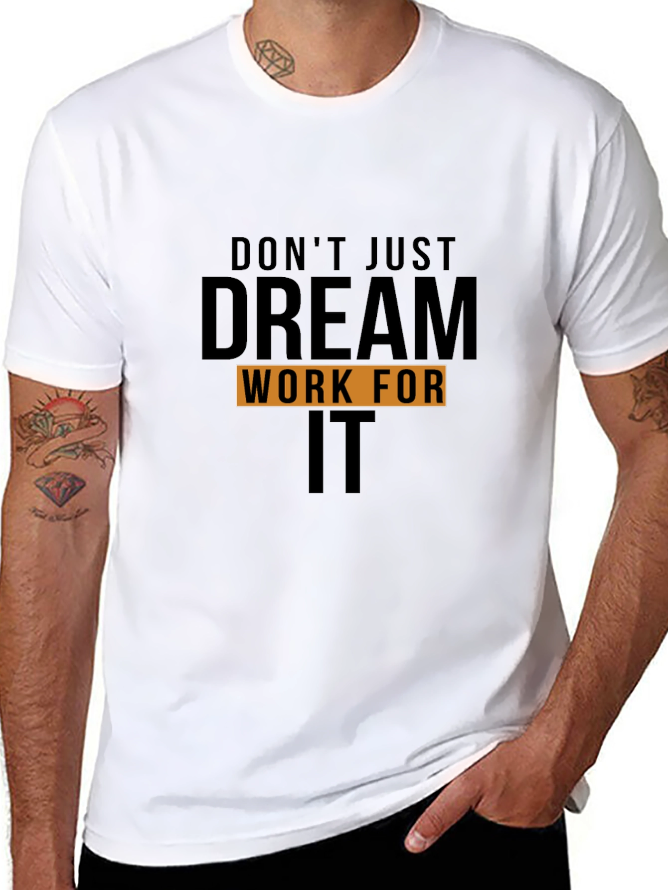 Black Motivational "Dream Work It" Black T-Shirt view 8