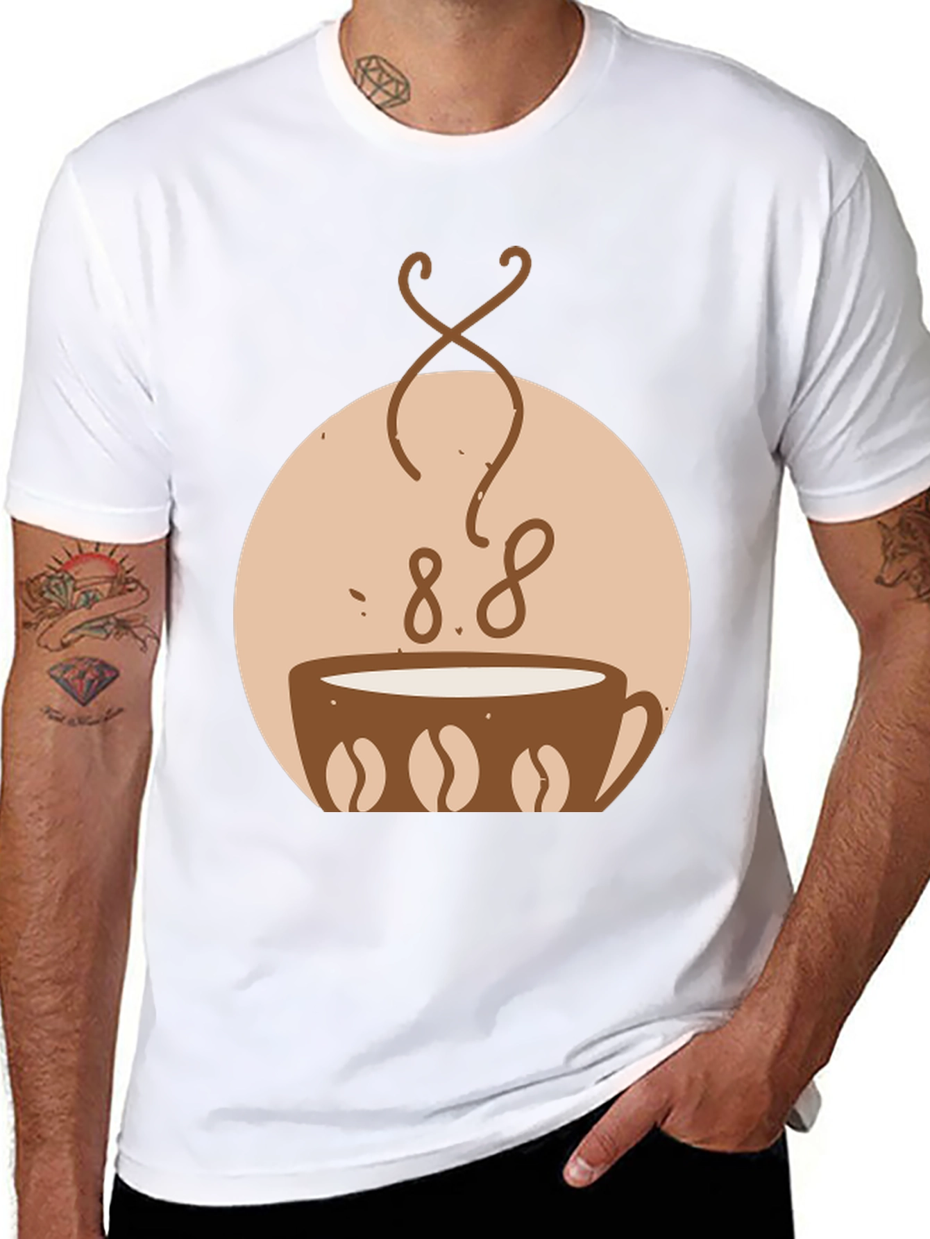 Black Coffee Lover T-Shirt - Coffee Bean Design view 8