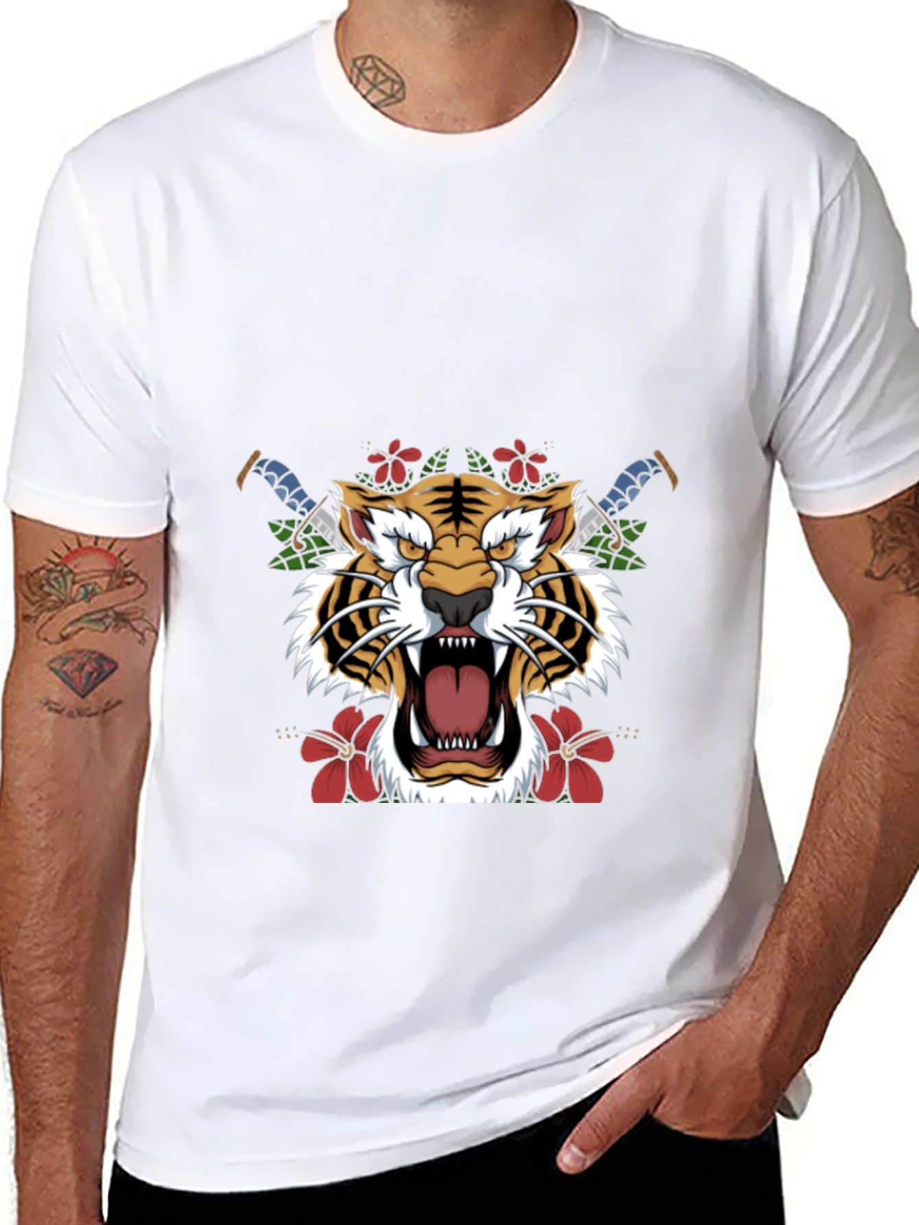 Black Tiger Graphic Print Black T-Shirt view 8