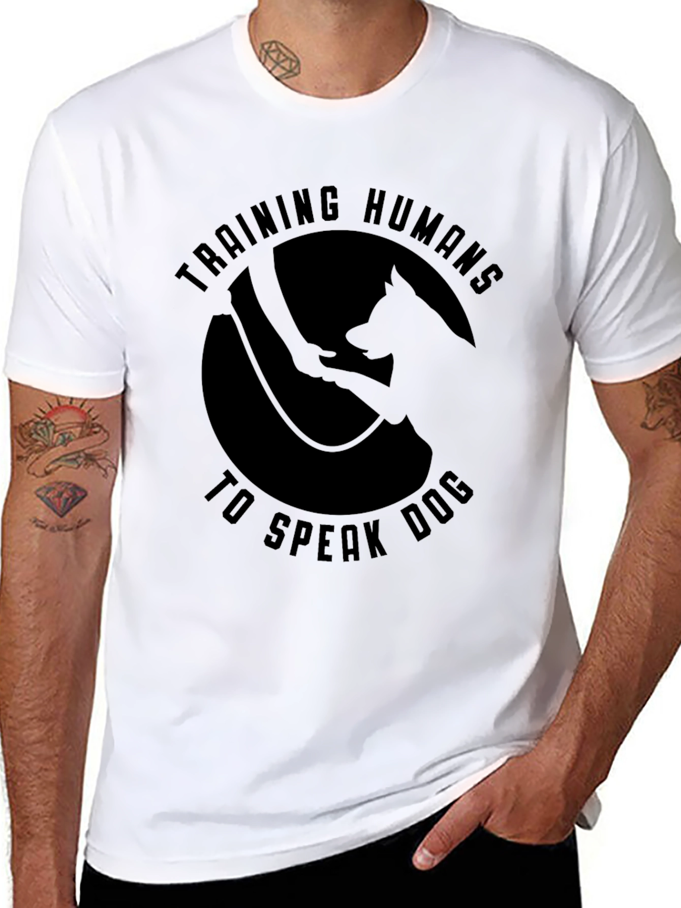 Black Training Humans to Speak Dog T-Shirt view 8