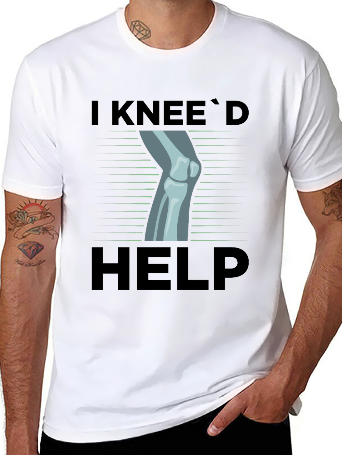 Black I Knee'd Help Funny Bone T-Shirt view 8