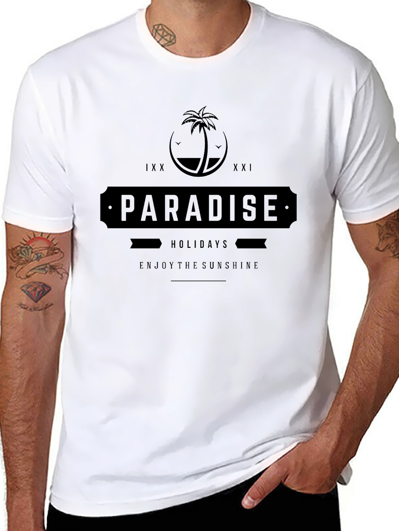 Black Paradise Holidays Black Graphic T-Shirt view 8