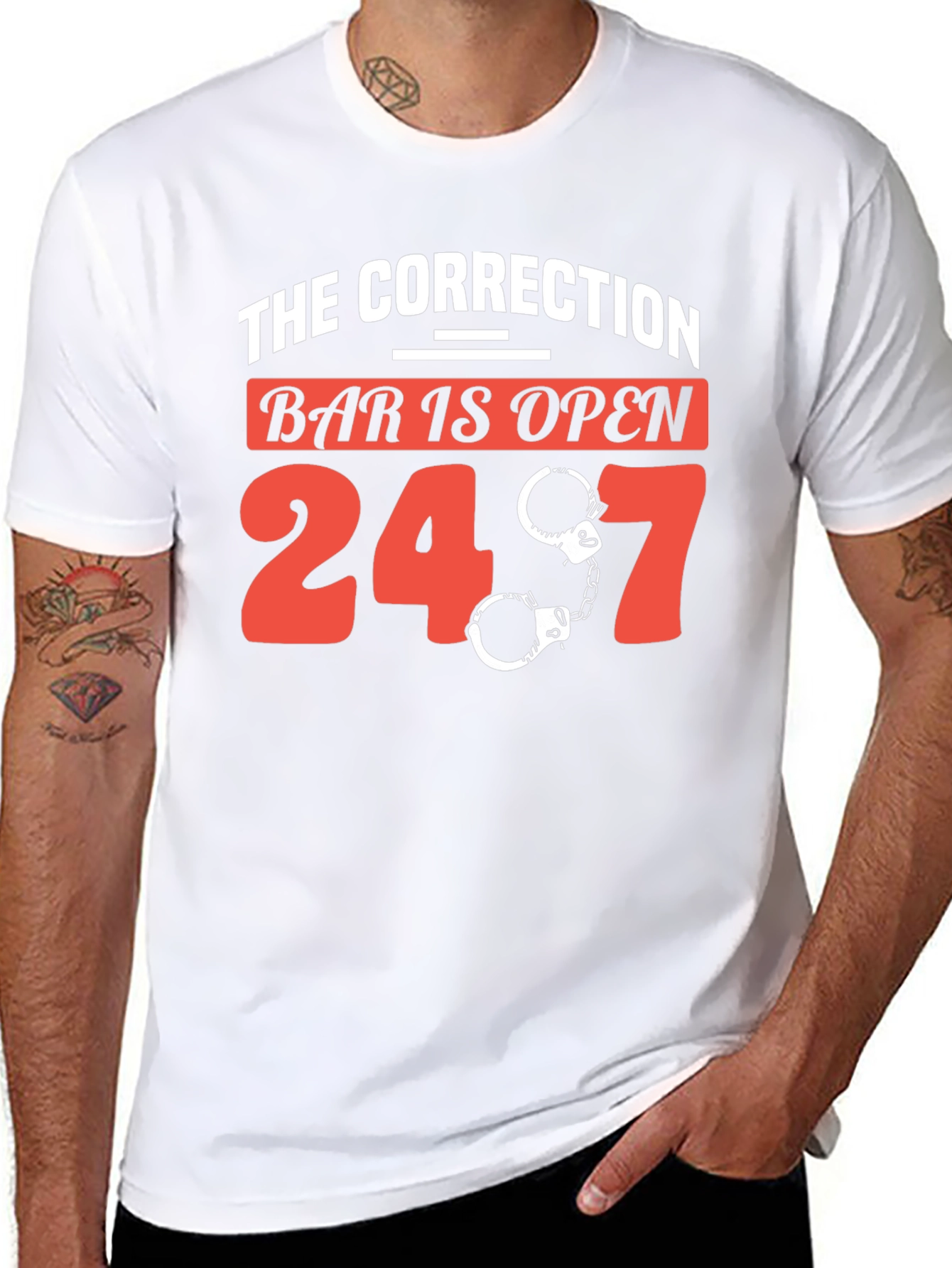 Black The Correction Bar is Open 24/7 Graphic T-Shirt view 8