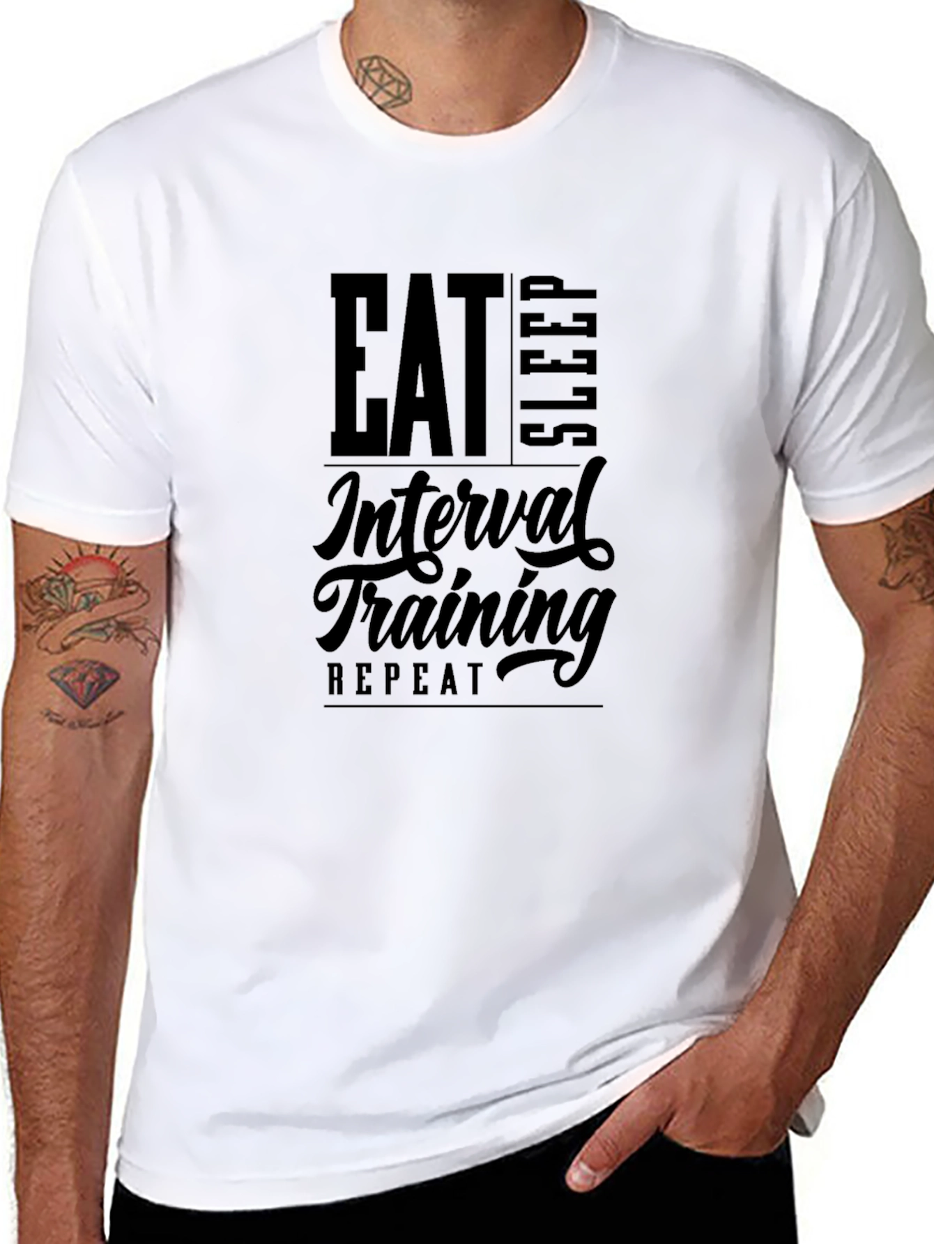 Black Eat Sleep Interval Training Repeat T-Shirt view 8