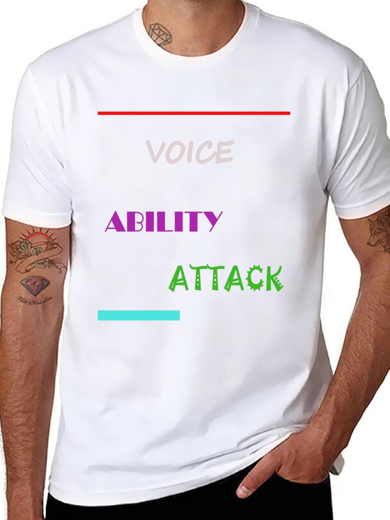 Black Voice Ability Attack Graphic T-Shirt view 8
