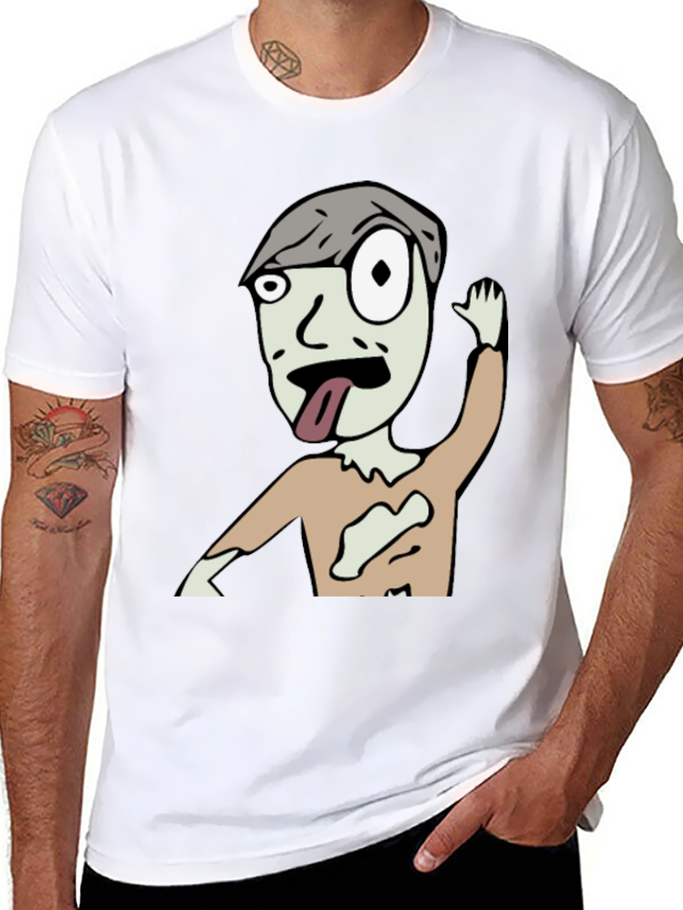 Black Zombie Cartoon Graphic Black T-Shirt view 8