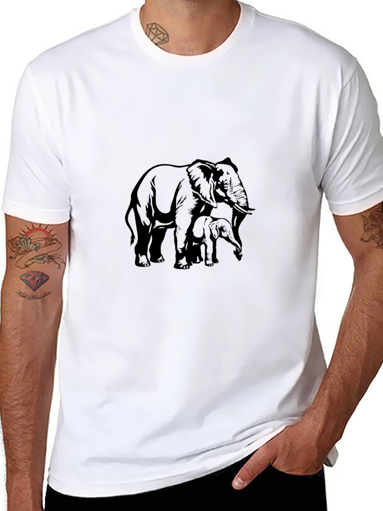 Black Elephant Graphic T-Shirt - Black Cotton Tee view 8