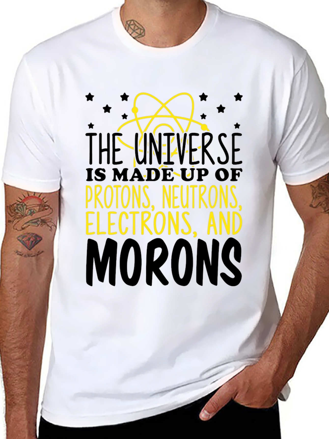 Black Universe Made of Morons Black Cotton Graphic Tee view 8