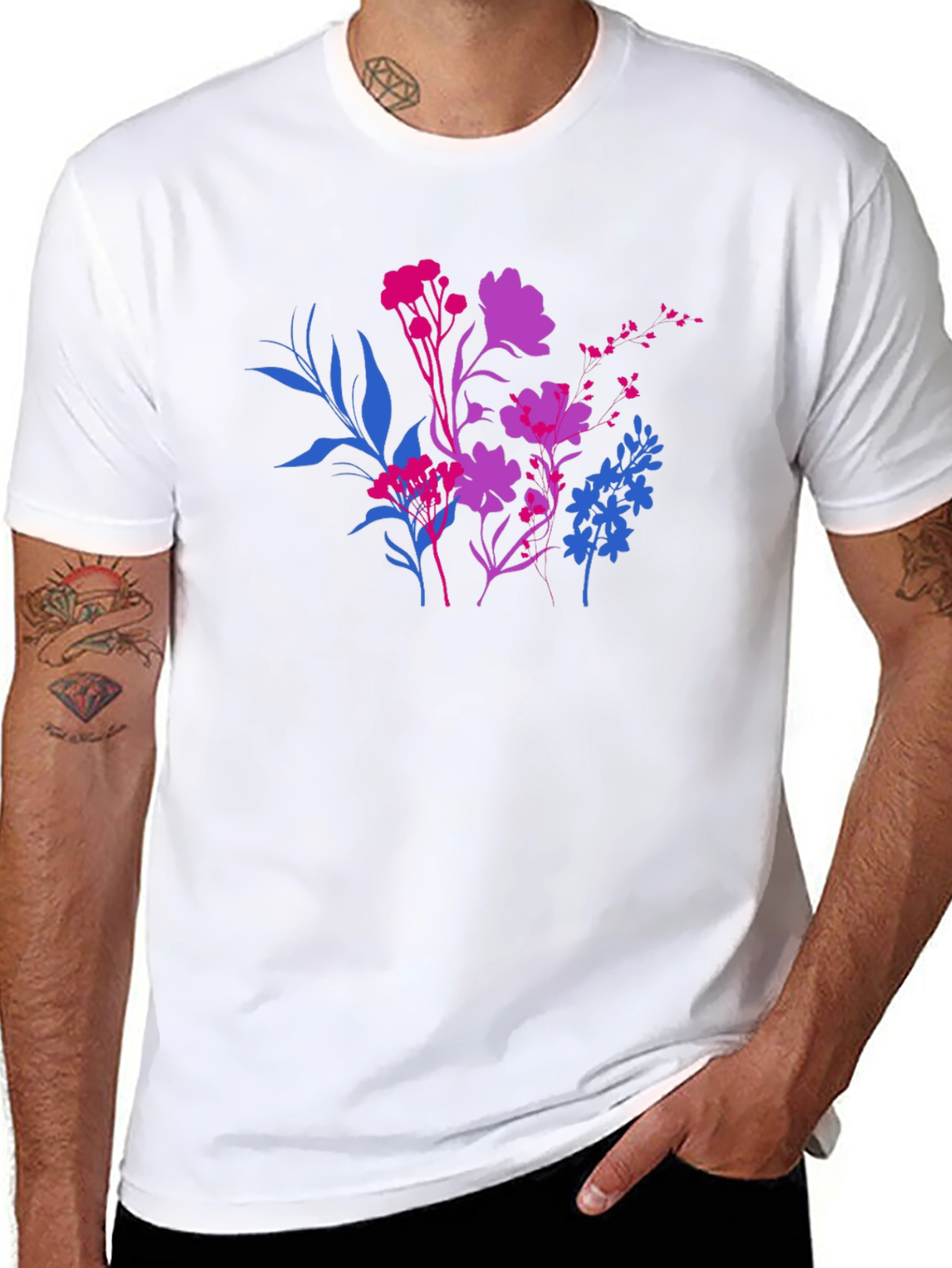 Floral Bi Pride T-Shirt - Bisexual Pride Flowers Tee - 8
