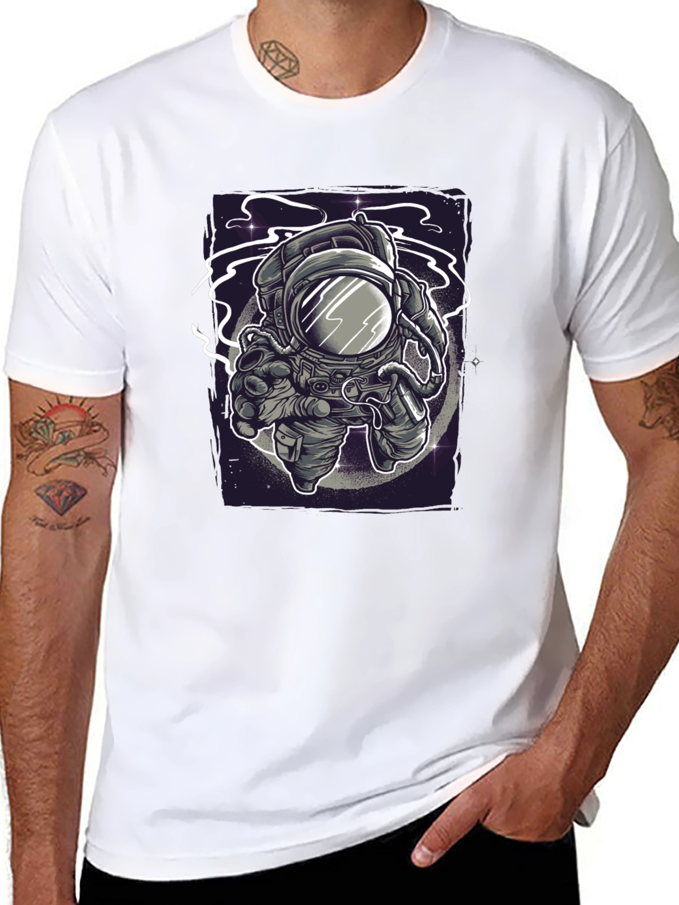 Black Astronaut Graphic Tee - Space Exploration T-Shirt view 8