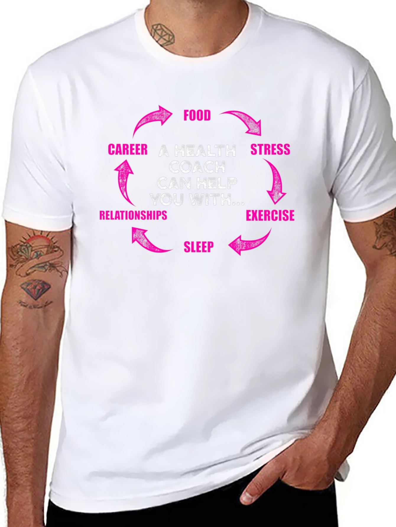 Black Health Coach Cycle T-Shirt - Wellness Gift view 8
