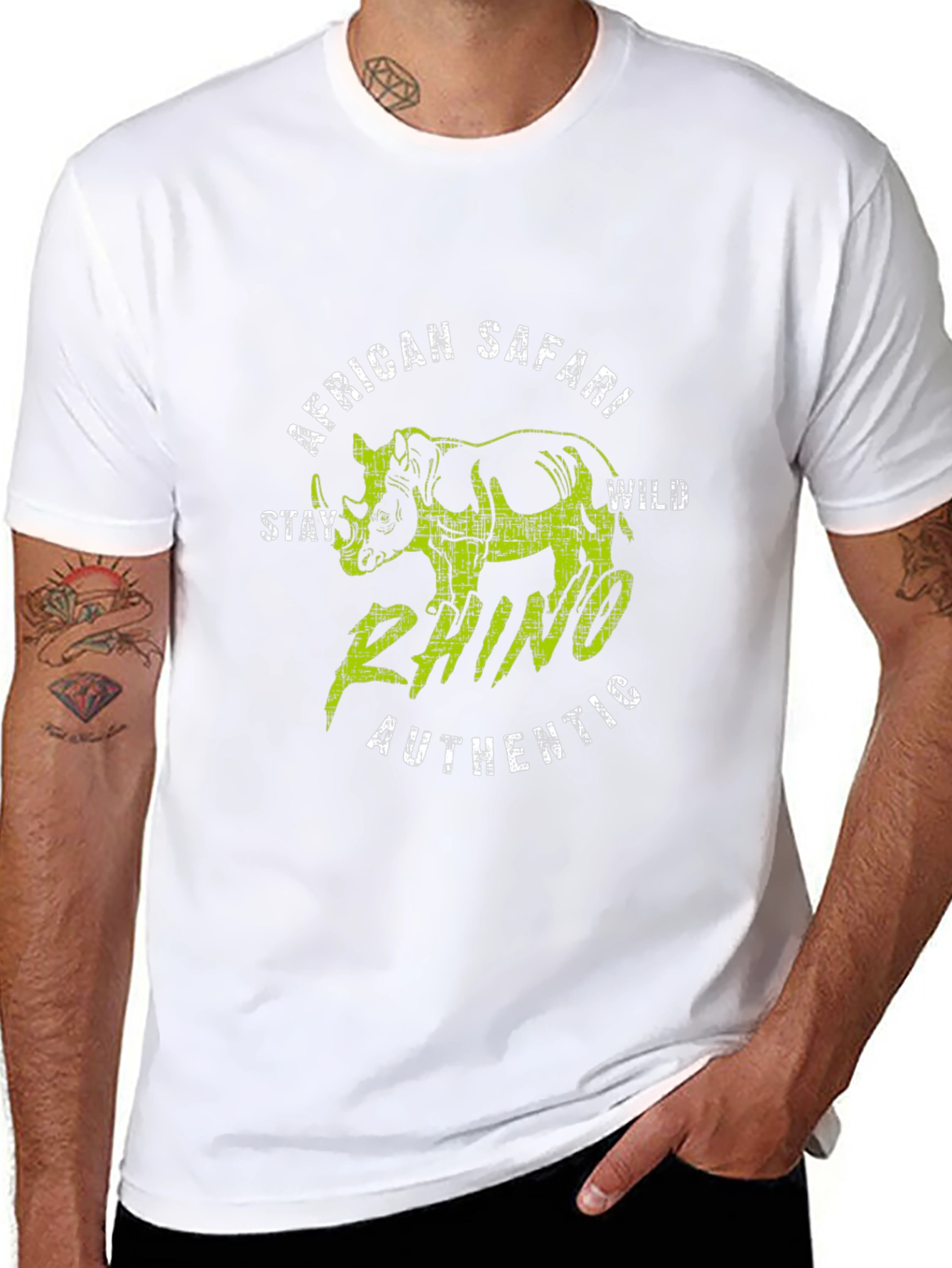 Black African Safari Rhino Graphic T-Shirt - Stay Wild view 8