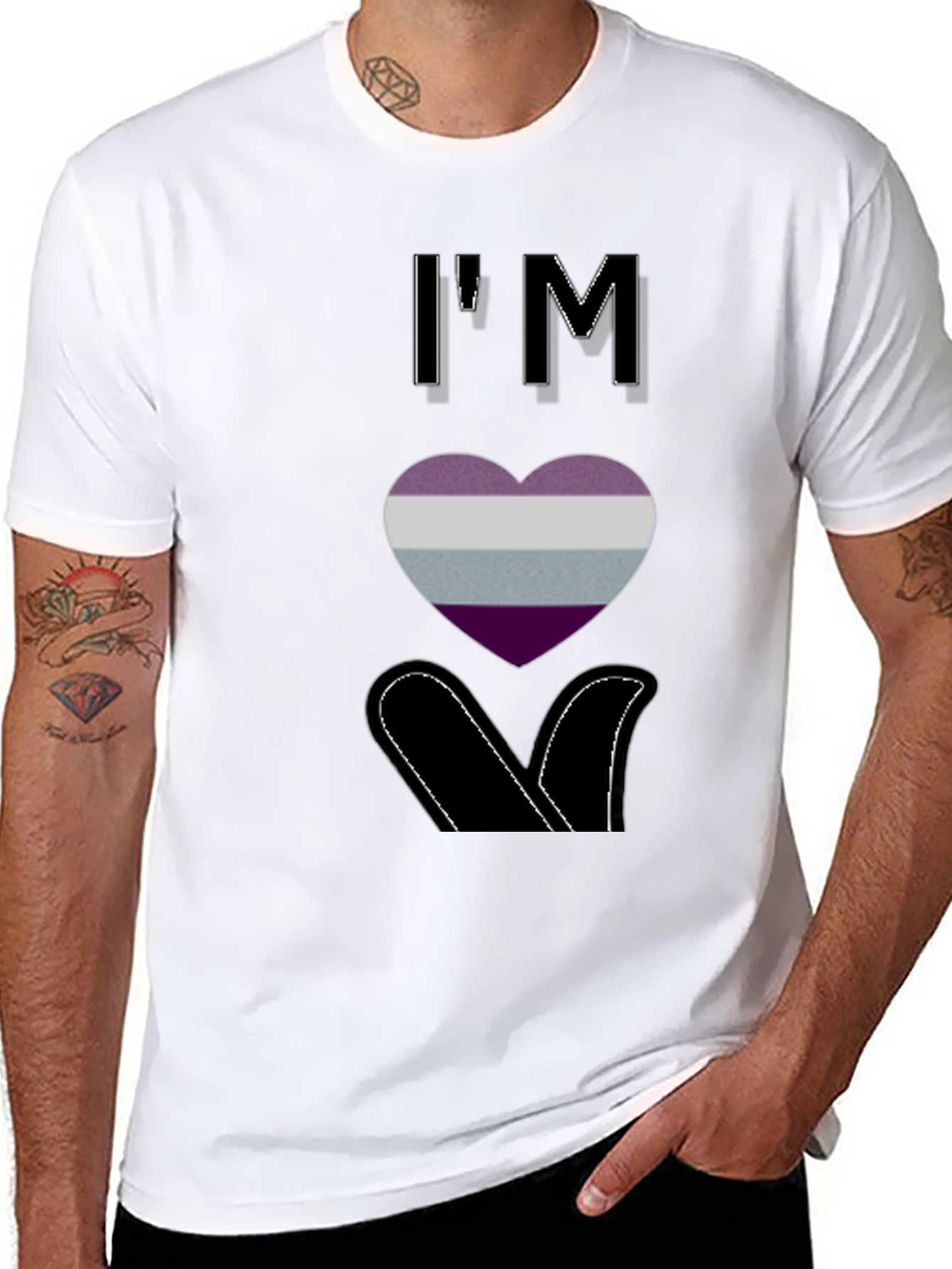 Black Asexual Pride T-Shirt - I'm Ace Heart Design view 8