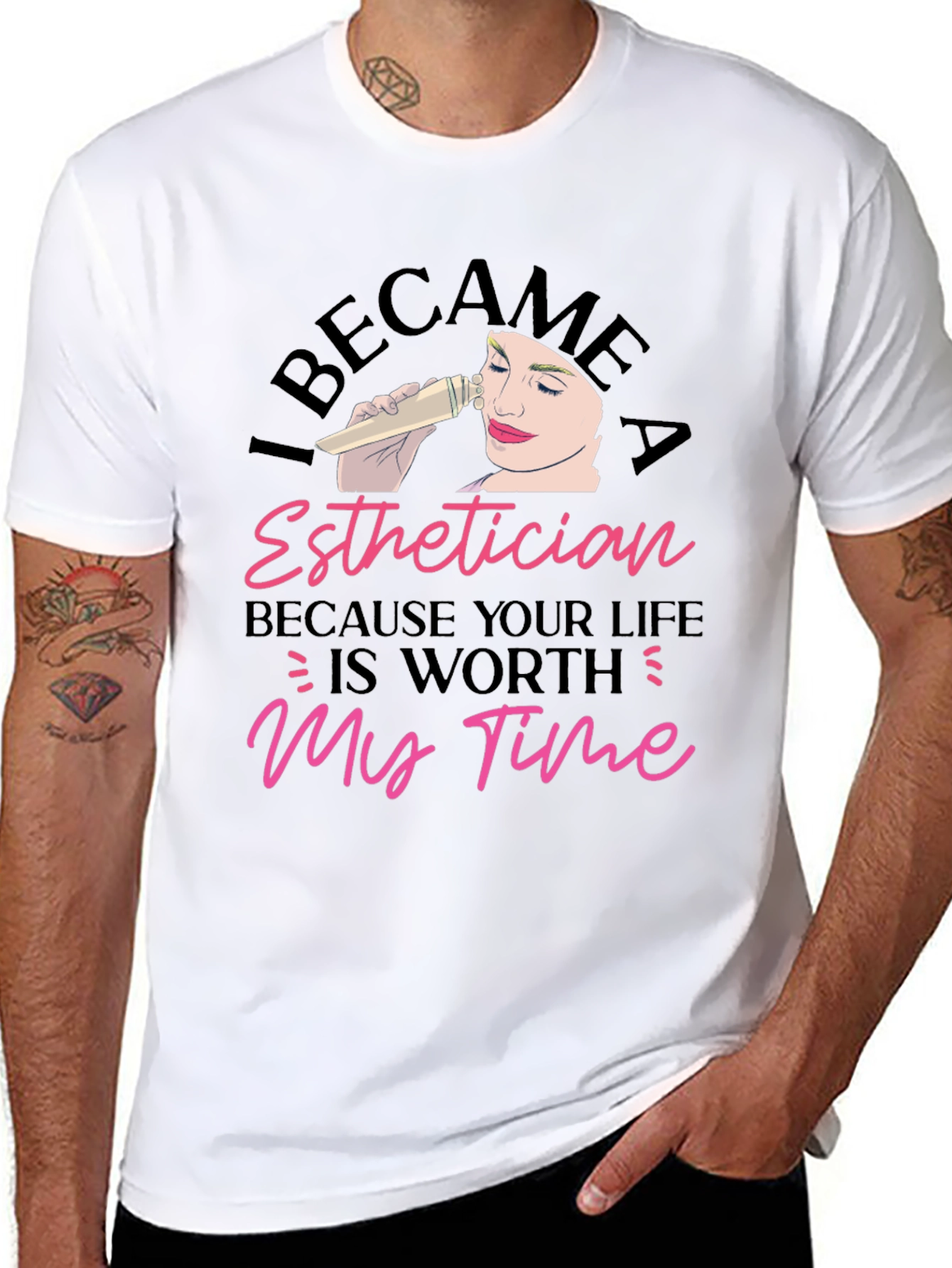 Black Esthetician T-Shirt - Because Your Life Is Worth My Time view 8