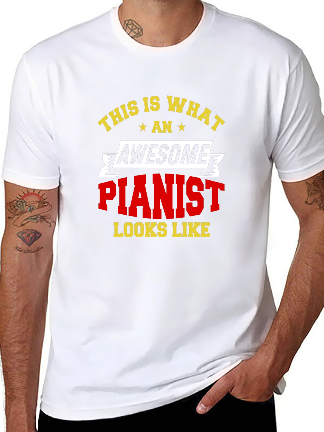 Black Awesome Pianist T-Shirt - Musician Tee view 8