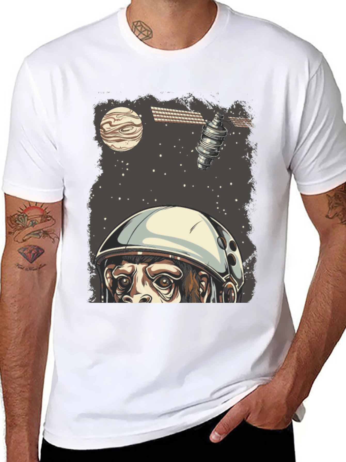 Black Astro Monkey T-Shirt - Space Adventure view 8