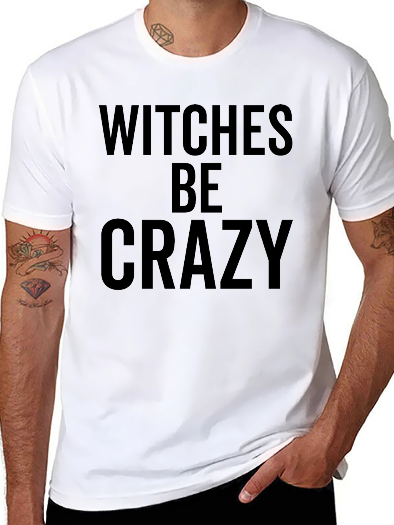 Black Witches Be Crazy Graphic Tee - Black Cotton T-Shirt view 8