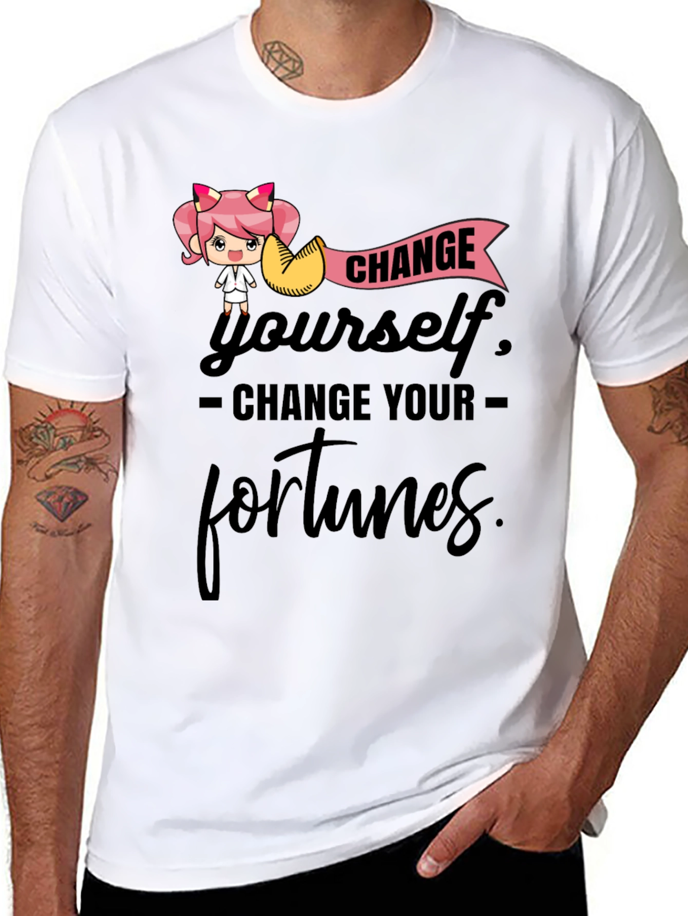 Black Change Yourself T-Shirt - Unisex Black Tee view 8