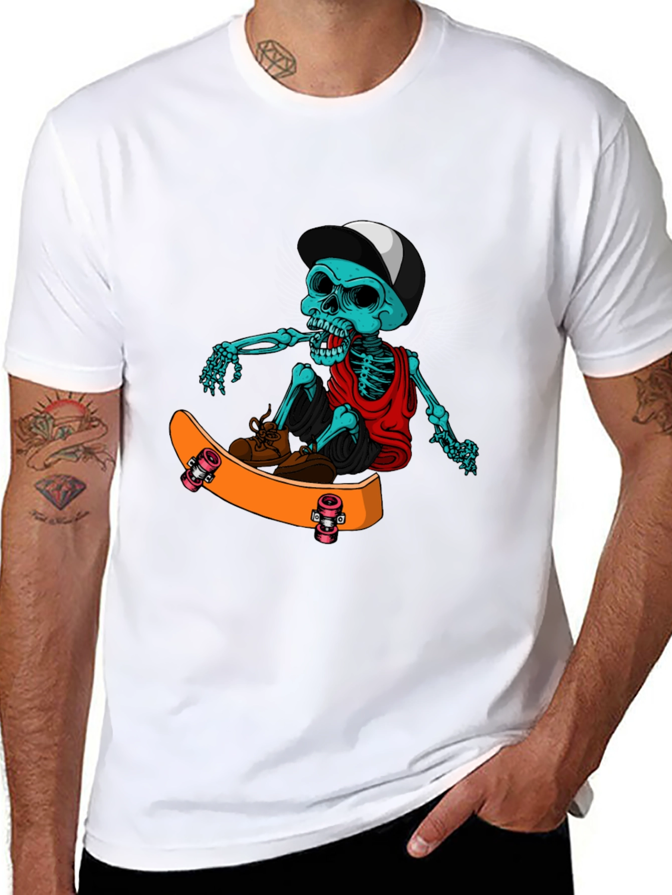 Black Skateboarding Skeleton T-Shirt view 8