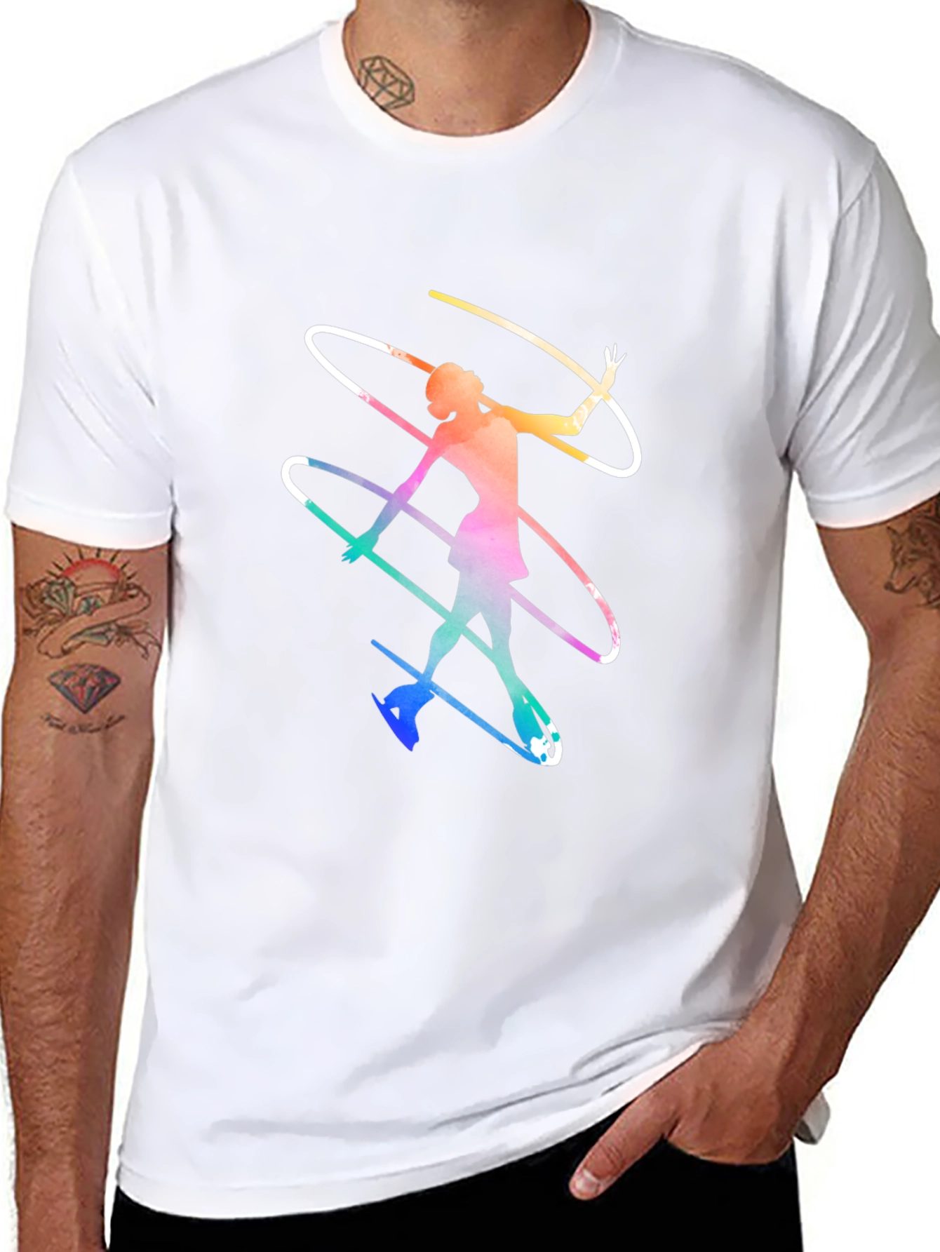 Figure Skater Graphic Tee - Black Cotton Shirt - 8